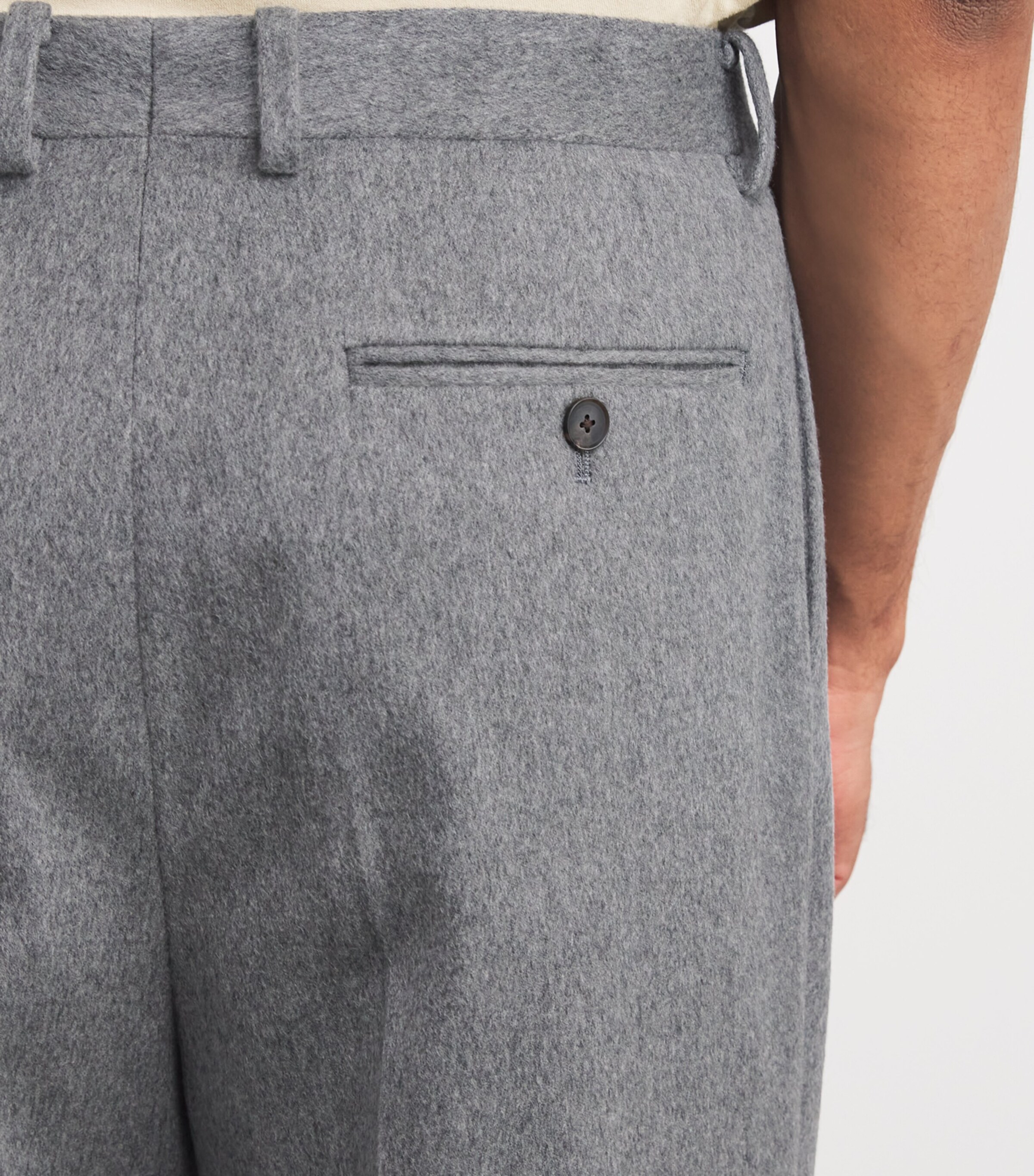 Cashmere Pleated Straight Trousers TOP GRAY Image 6