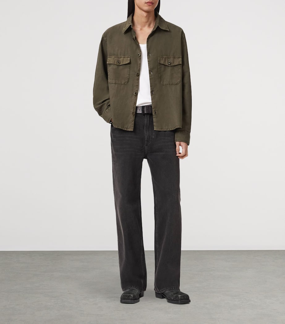 AllSaints Mens Organic Cotton Strand Shirt Mangrove Green Image 2