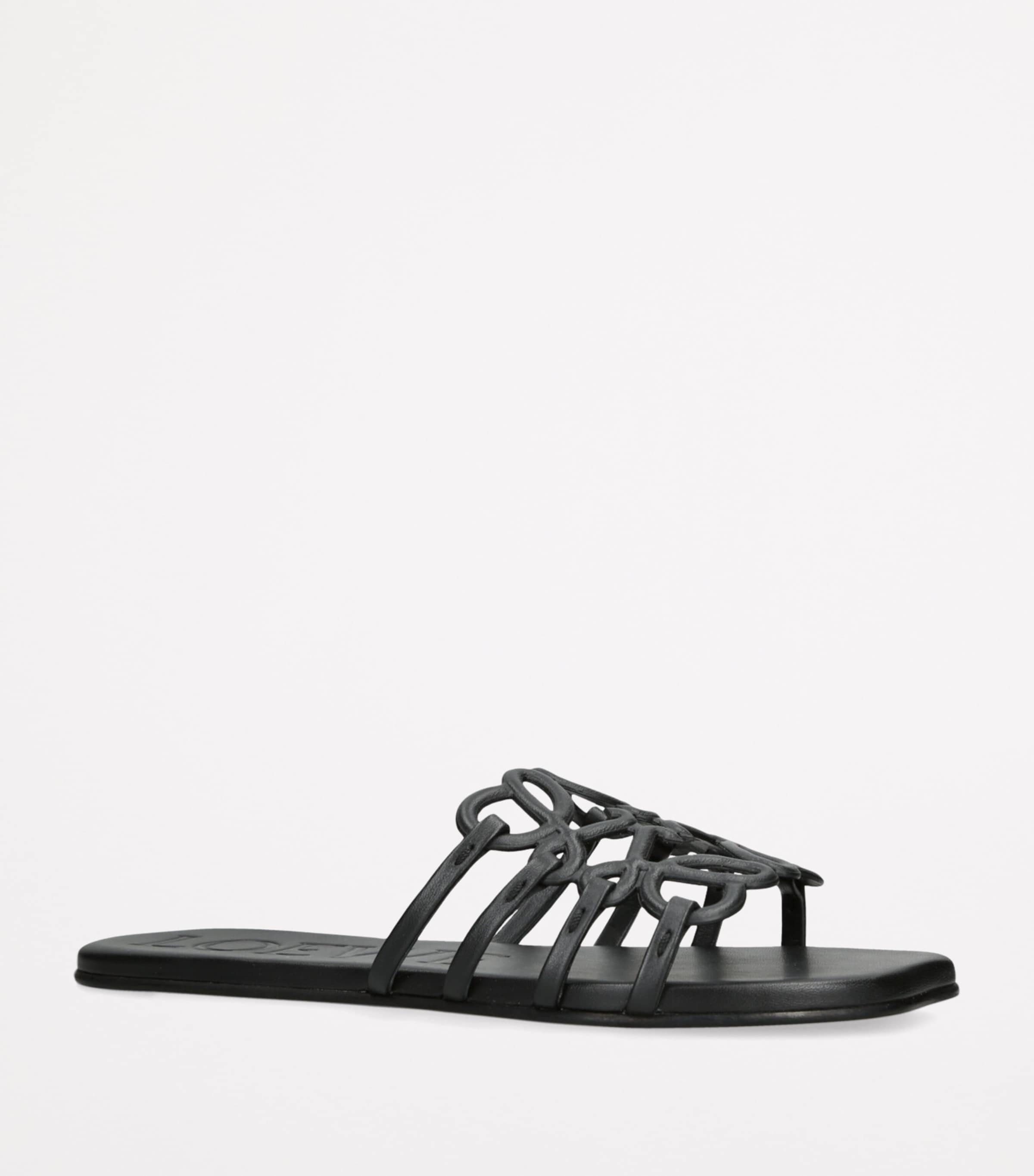 LOEWE Leather Petal Anagram Slides Black Image 3