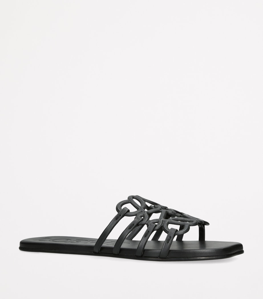 Leather Petal Anagram Slides BLACK Image 3