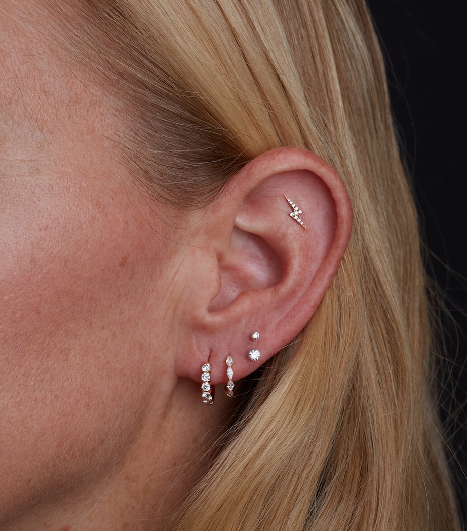 White Gold Diamond Lightning Bolt Threaded Stud Earring (11mm) WHITE GOLD Image 2