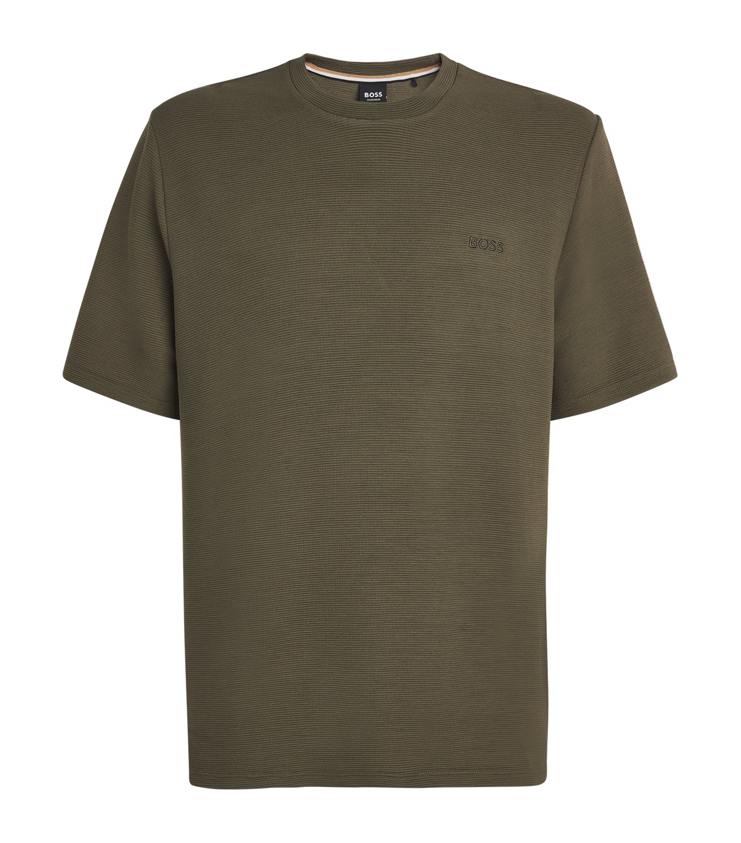 Hugo Boss Ribbed Logo Lounge T-shirt In Green