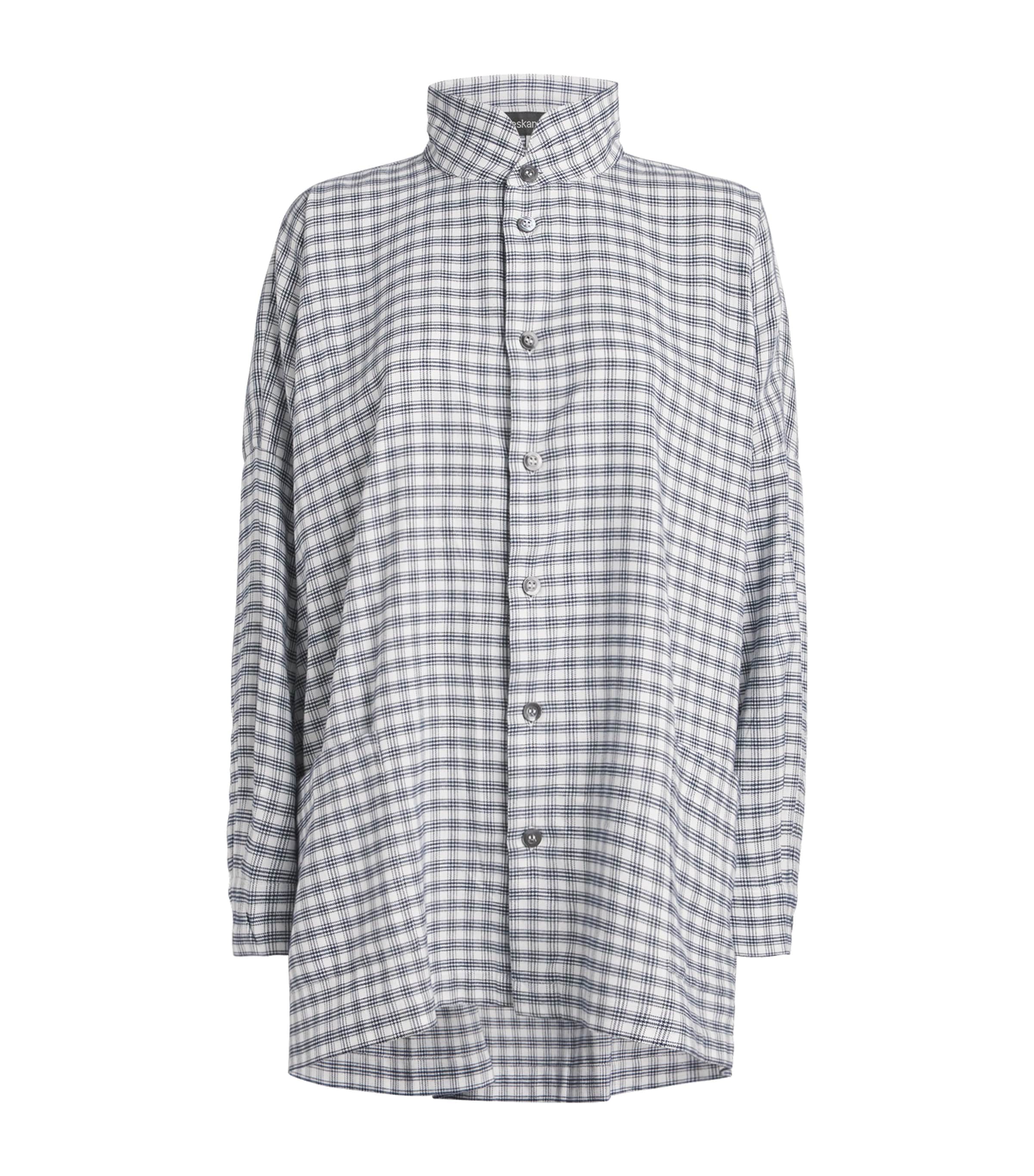 Eskandar Cotton Check Shirt In Sand