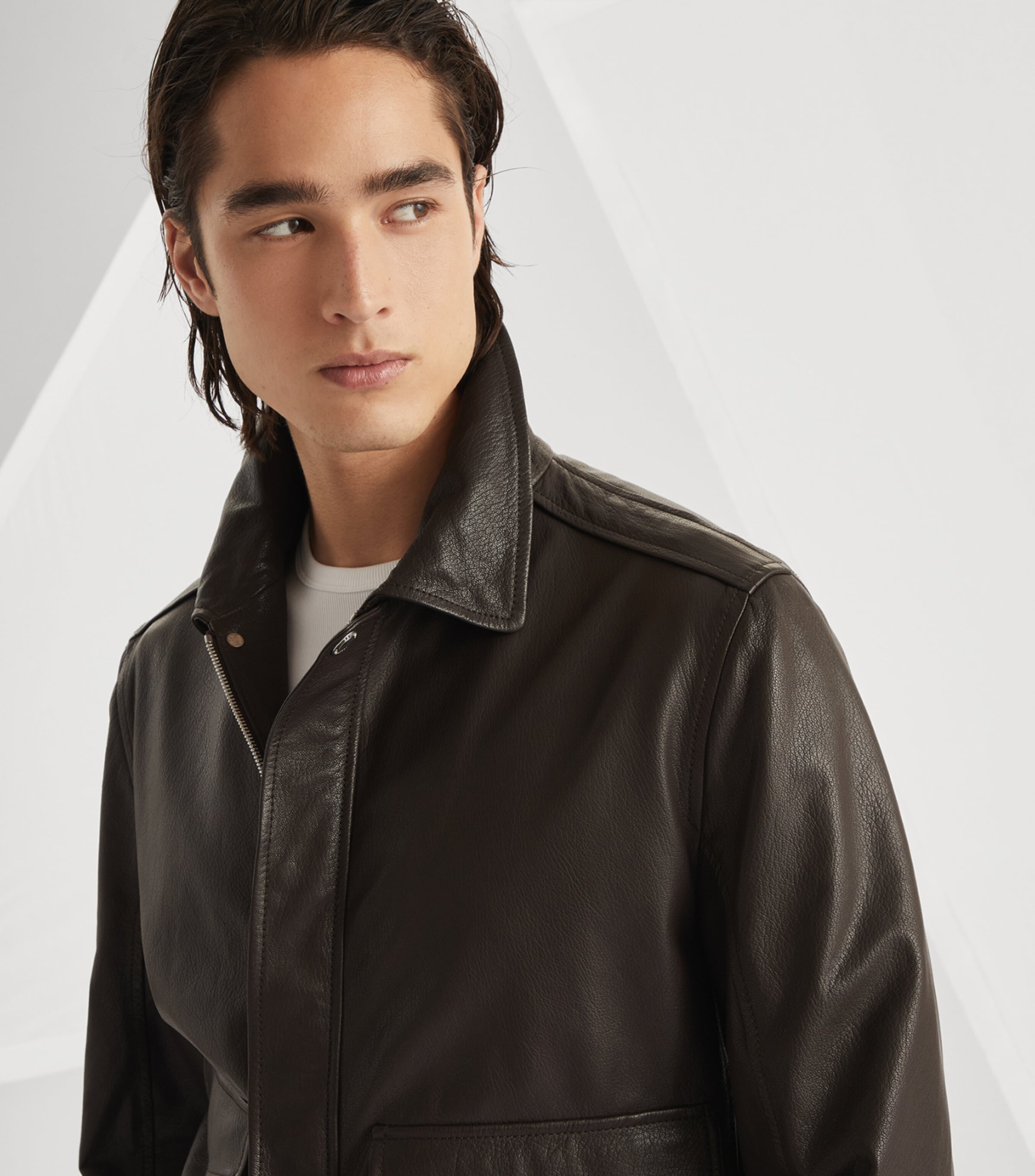 レザージャケット・コート BRUNELLO CUCINELLI BLACK LEATHER JACKET Brunello Cucinelli Leather Jacket Brunello Cucinelli