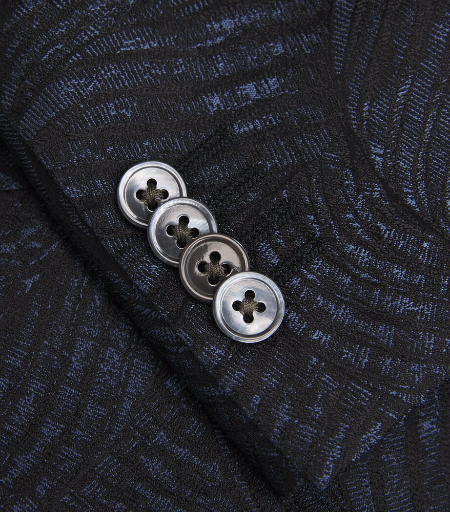 Corneliani Mens Silk Jacquard Blazer Black Image 5