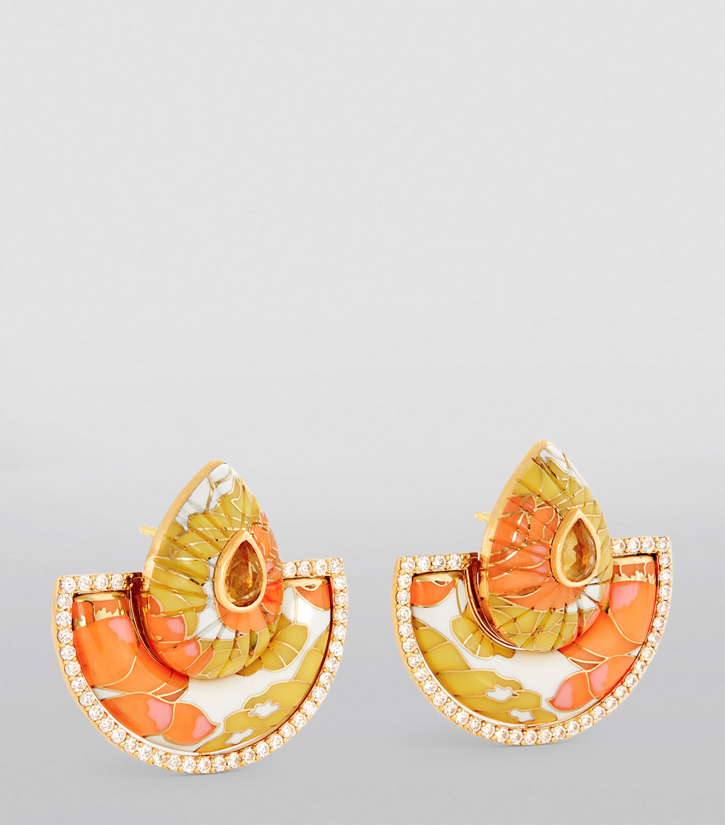 L'ATELIER NAWBAR Yellow Gold and Diamond Bond Street Fan Earrings Yellow Orange Image 2