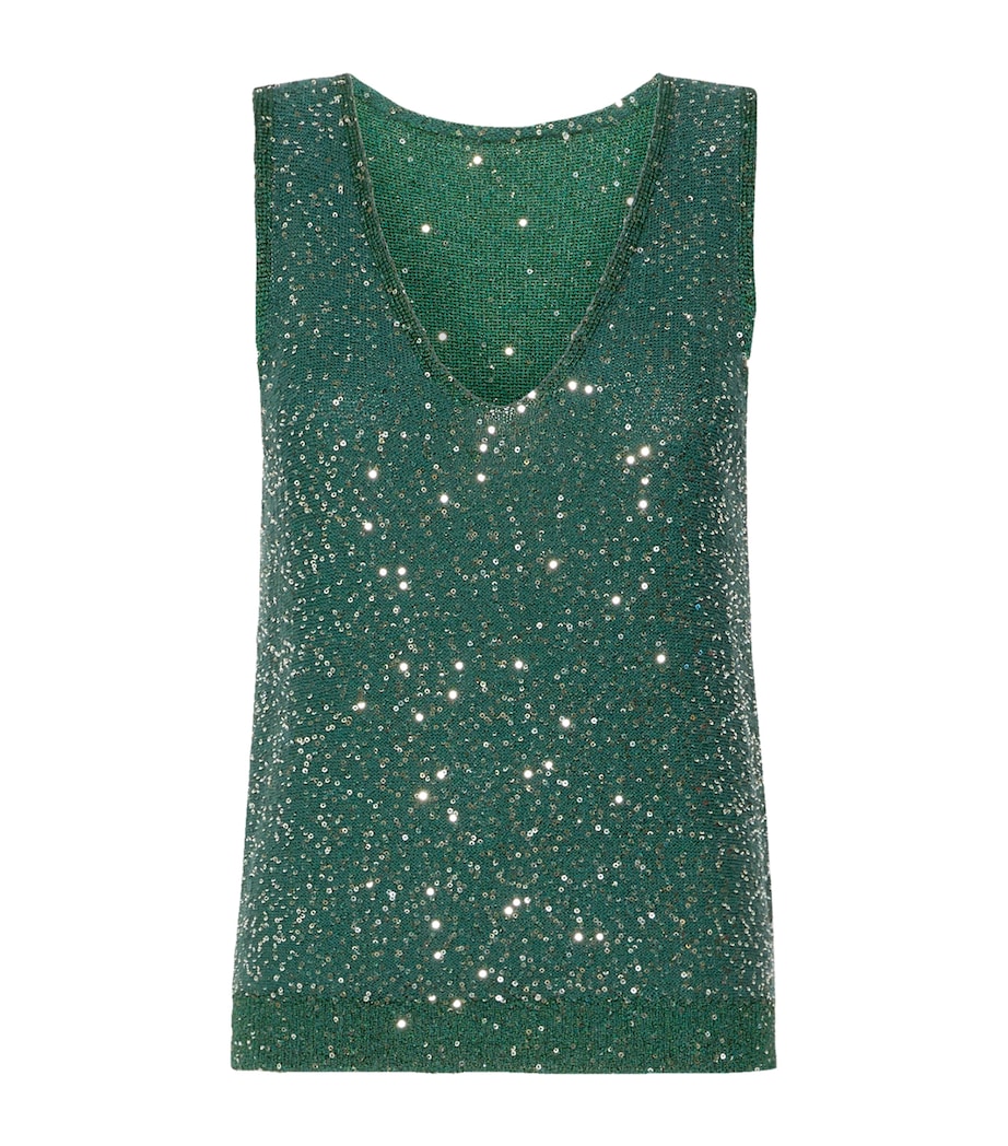 Weekend Max Mara Womens Knitted Sequin Tank Top Green Image 1