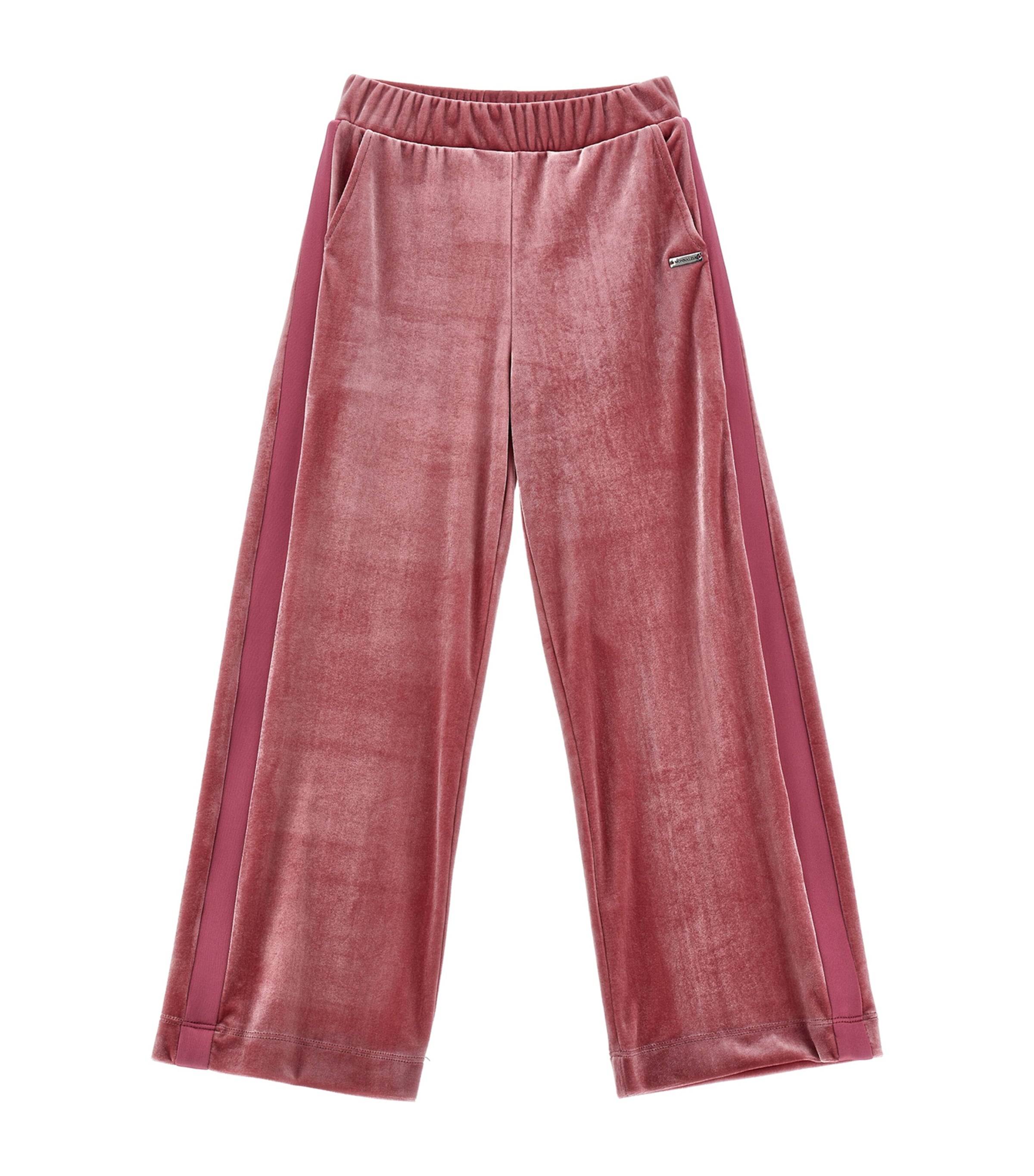 Shop Monnalisa Velvet Straight Sweatpants In Pink