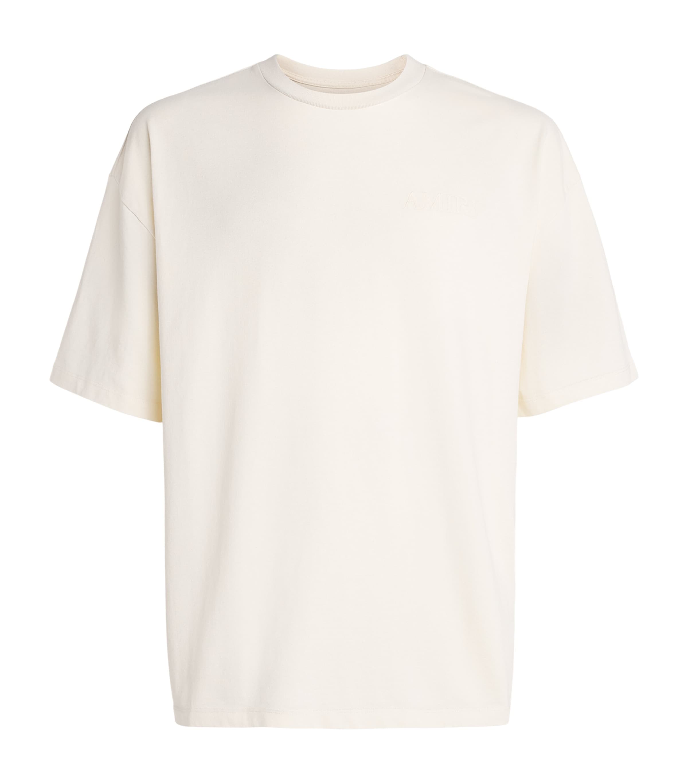 AMIRI Mens Cotton Check Patch T-Shirt Ivory Image 1