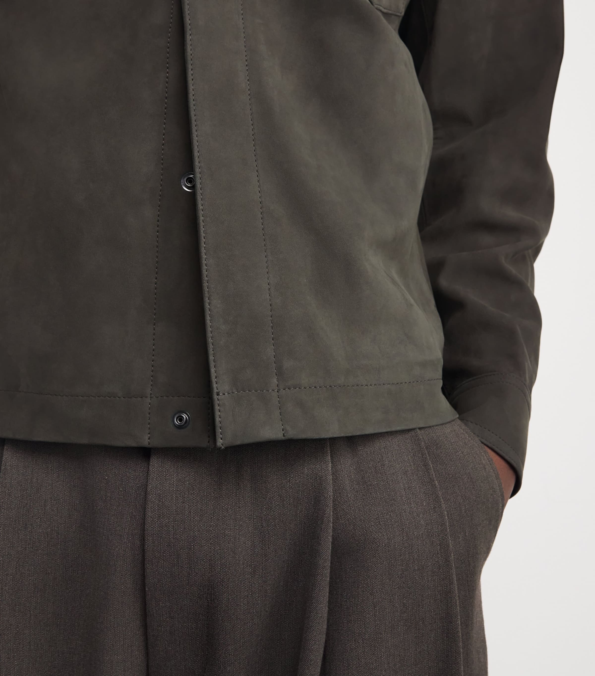 Nubuck Leather Trucker Jacket 966SYC SYCAMORE Image 6