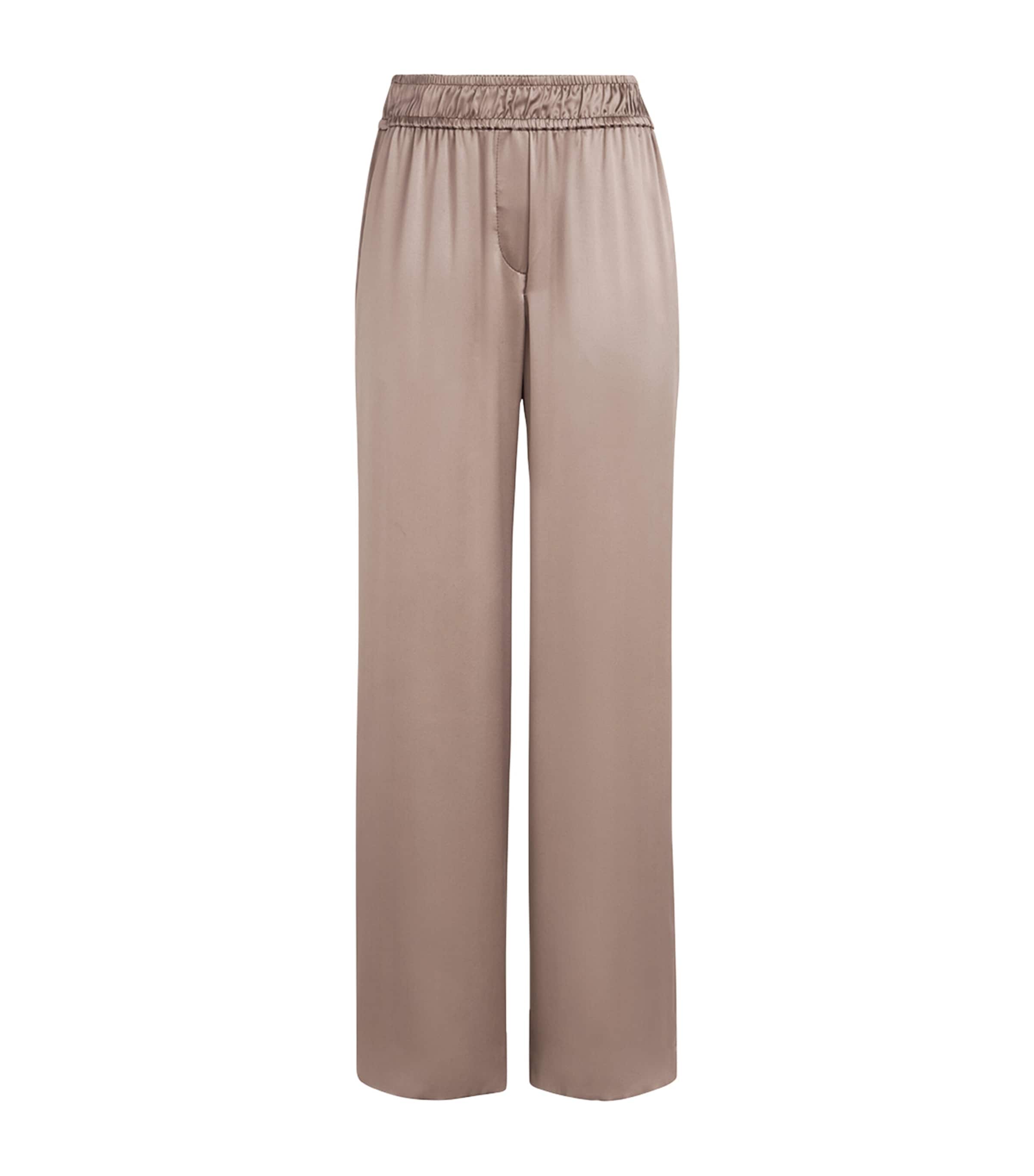 Brunello Cucinelli Womens Stretch-Silk Satin Wide-Leg Trousers Image 1