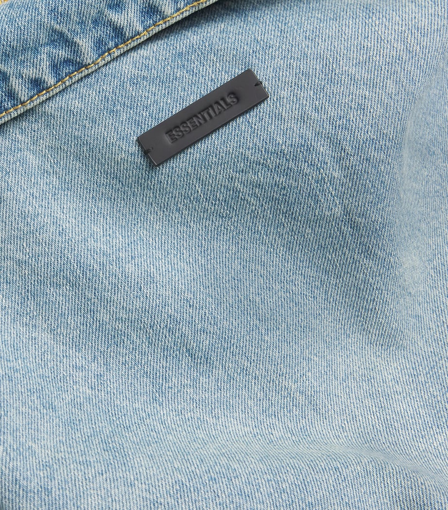FEAR OF GOD ESSENTIALS Mens Denim Zip-Up Jacket Vintage Blue Image 5