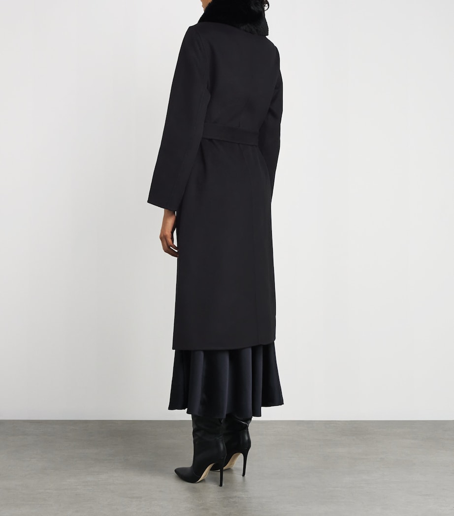 Faux Fur-Collar Coat BLACK Image 3