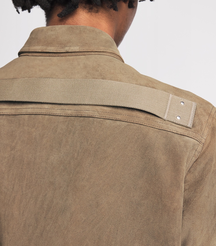 Rick Owens Mens Suede Overshirt Sumi Brown Image 3
