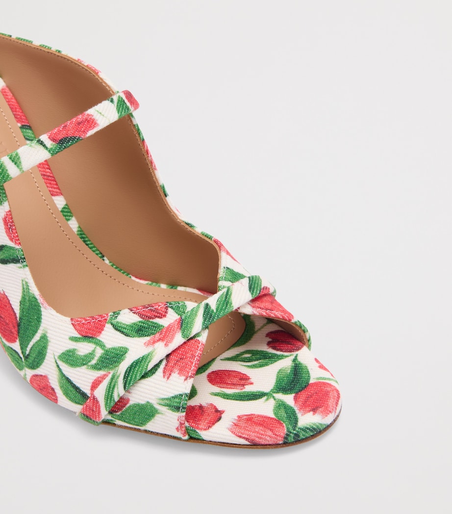 Malone Souliers Canvas Tulip Print Norah Heeled Sandals 70 Red Image 5