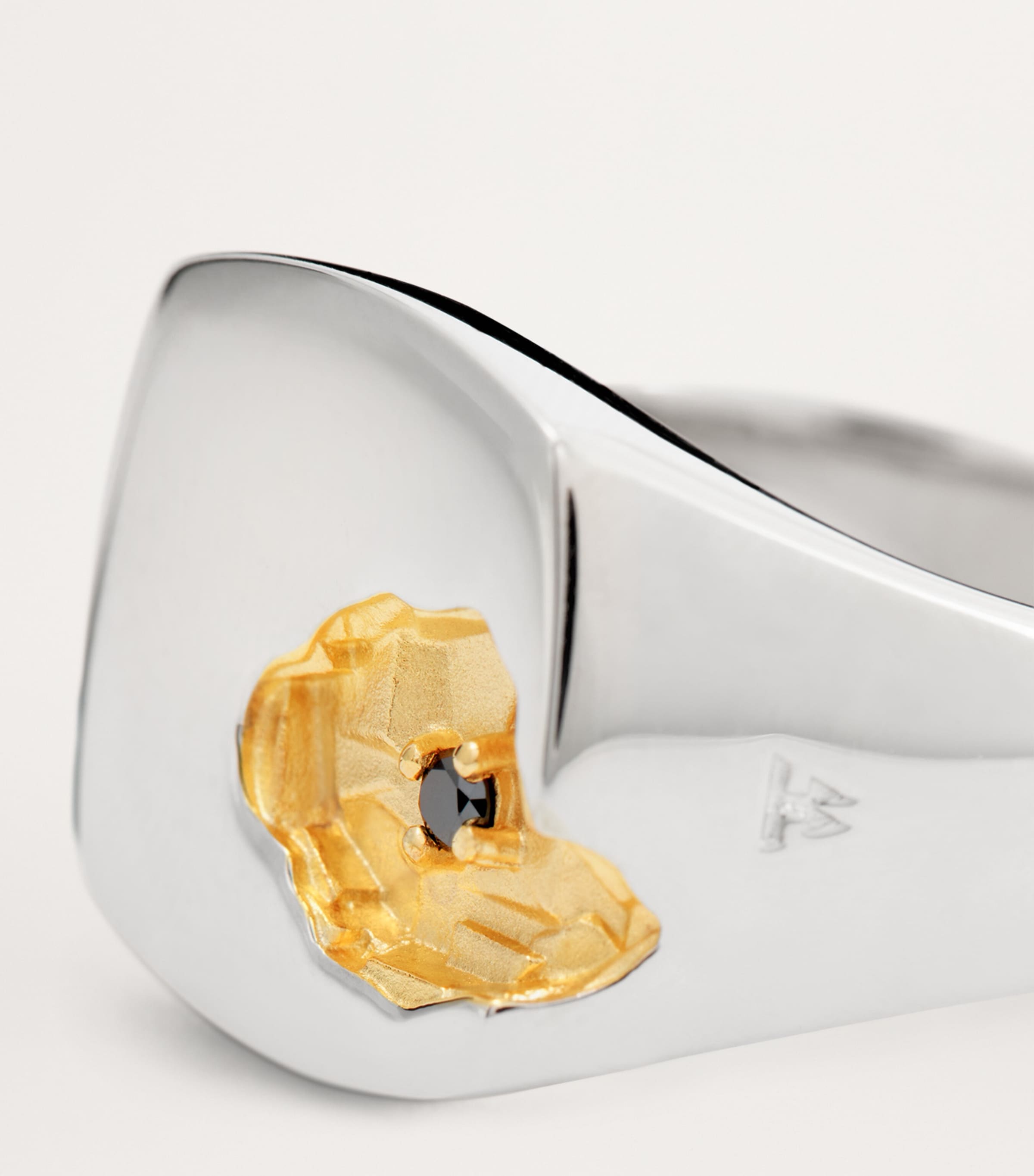 Sterling Silver and Black Diamond Signet Ring NA Image 6