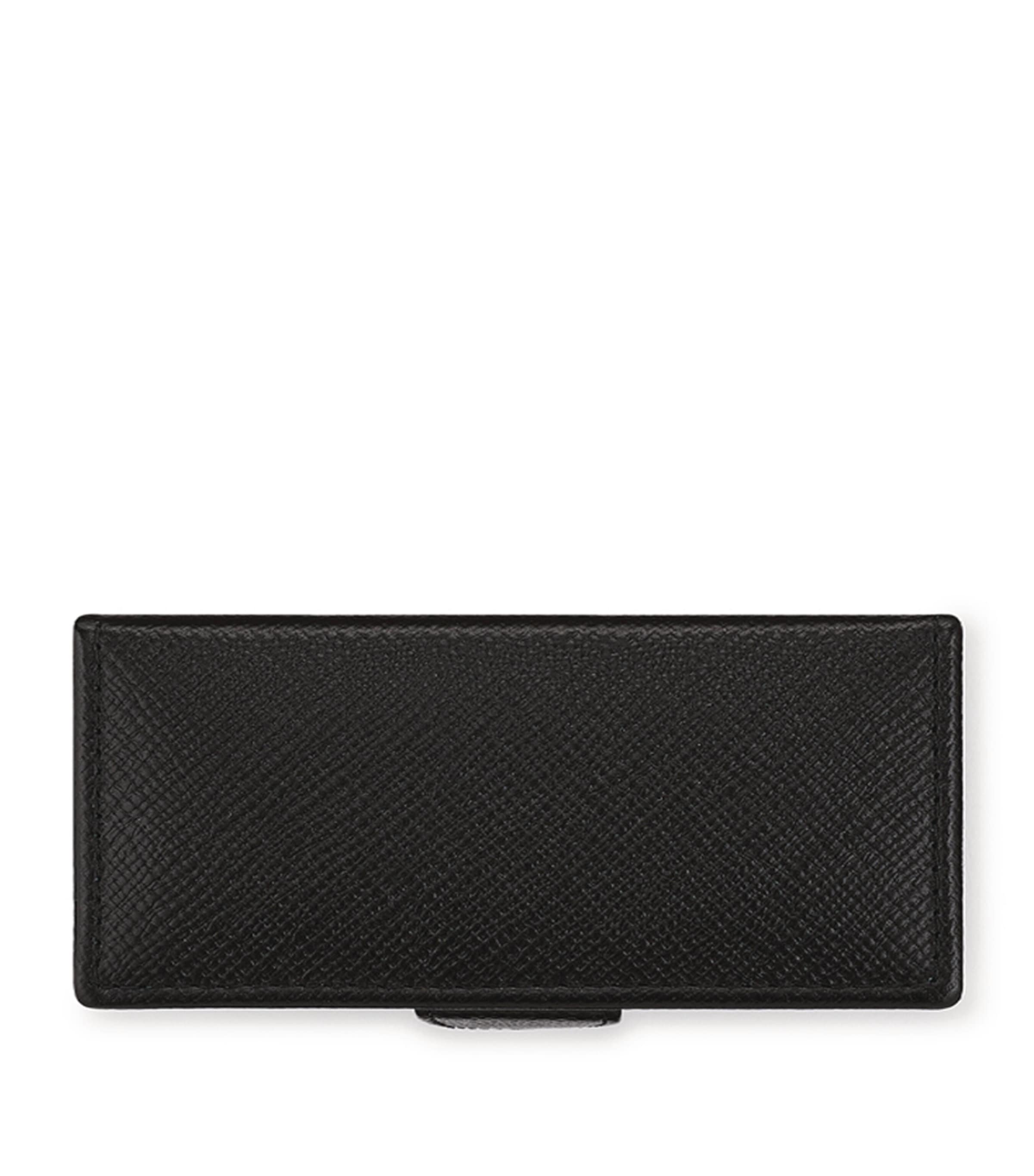 Shop Smythson Leather Panama Cufflink Box In Black