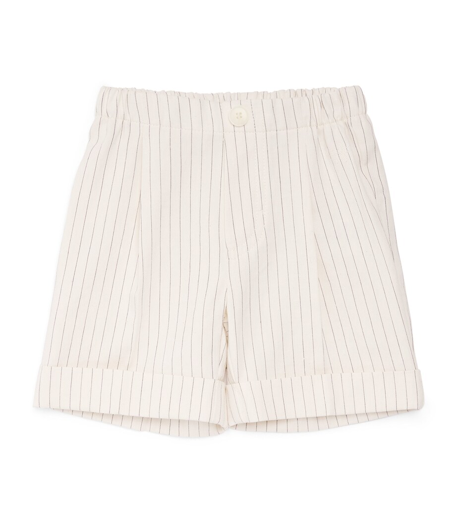 Il Gufo Linen Striped Bermuda Shorts (2-12 Years) Light Beige Image 1