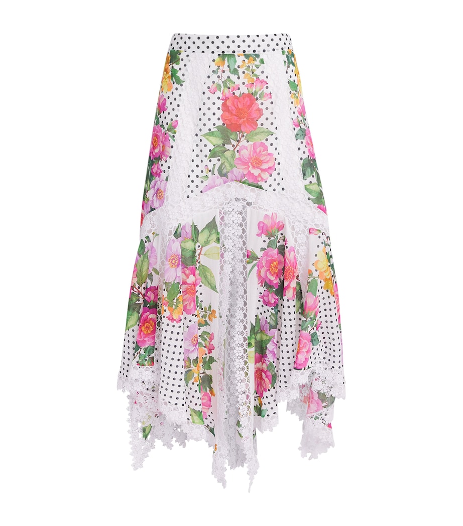 Charo Ruiz Ibiza Womens Floral Velina Midi Skirt White Dots Image 1