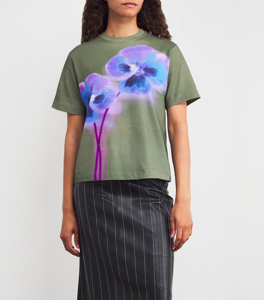 Cotton Floral T-Shirt IVY Image 3