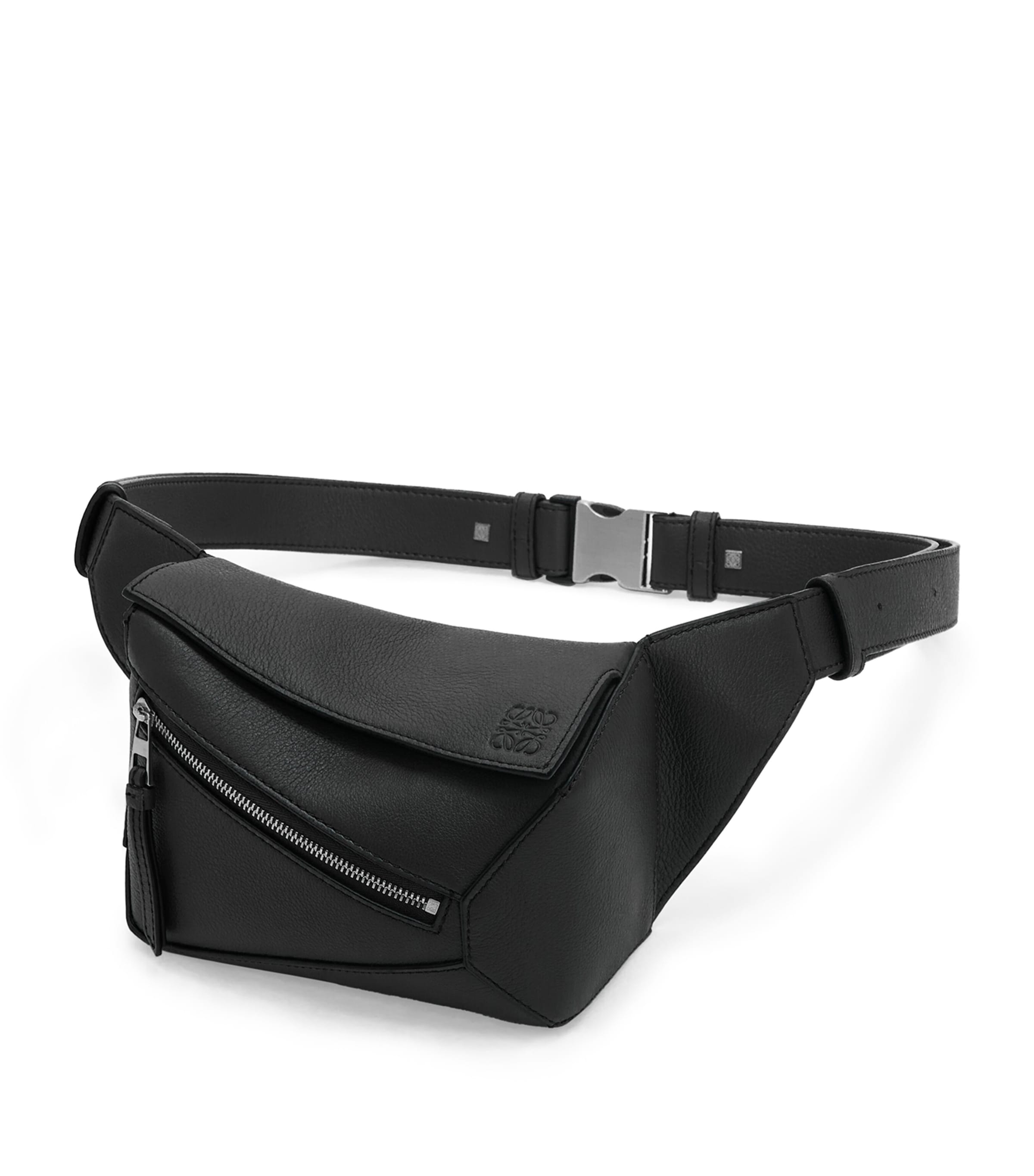LOEWE Black Mini Leather Puzzle Edge Belt Bag | Harrods US