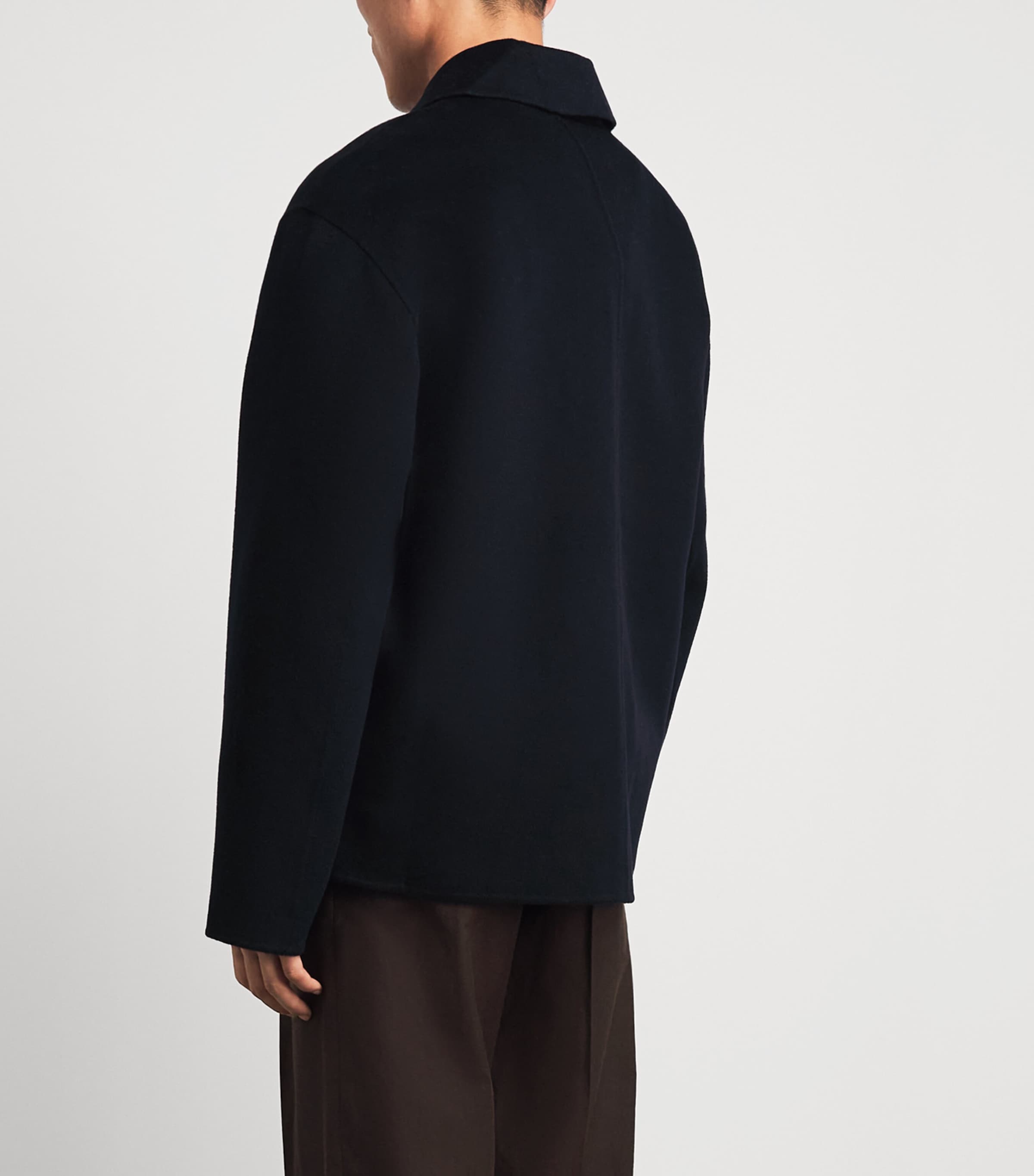 COMMAS Mens Wool-Cashmere Embroidered Jacket Midnight Navy Image 5