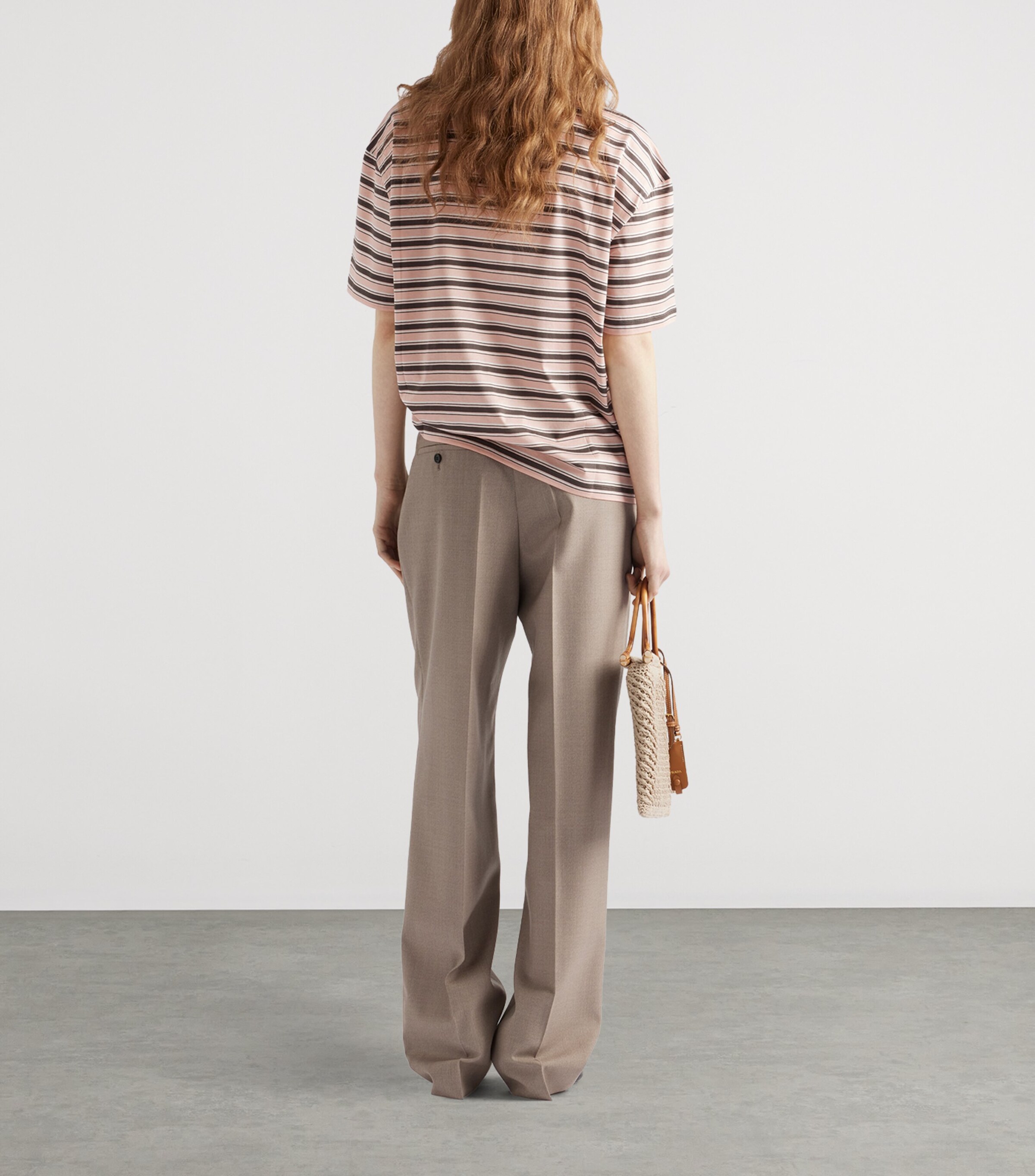 Prada Womens Cotton Stripe Lisle T-Shirt Image 5