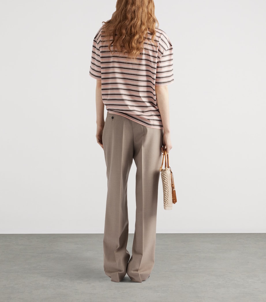 Prada Womens Cotton Stripe Lisle T-Shirt Image 5
