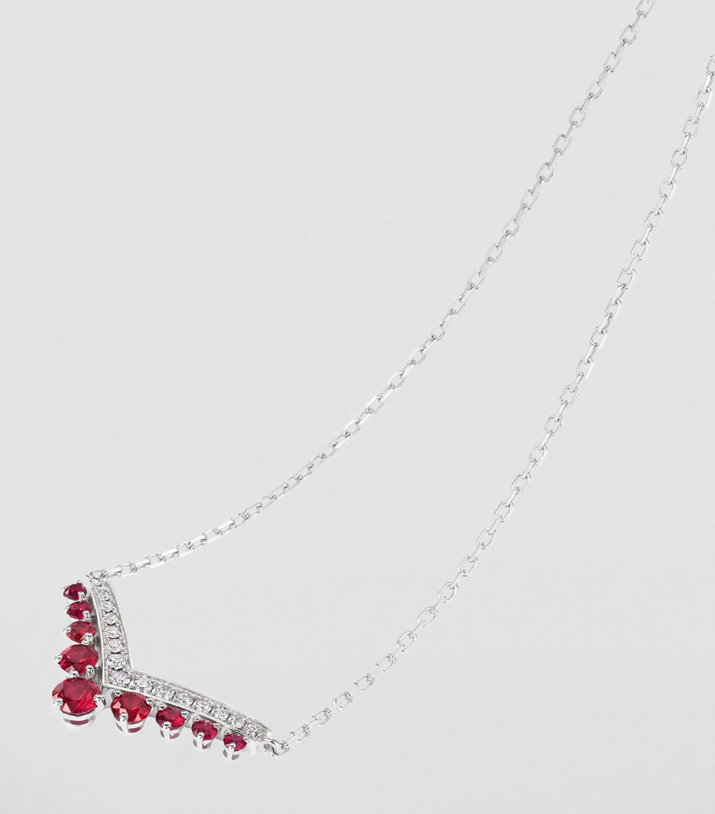 White Gold, Ruby and Diamond Joséphine Aigrette Pendant Necklace WHITE GOLD Image 4
