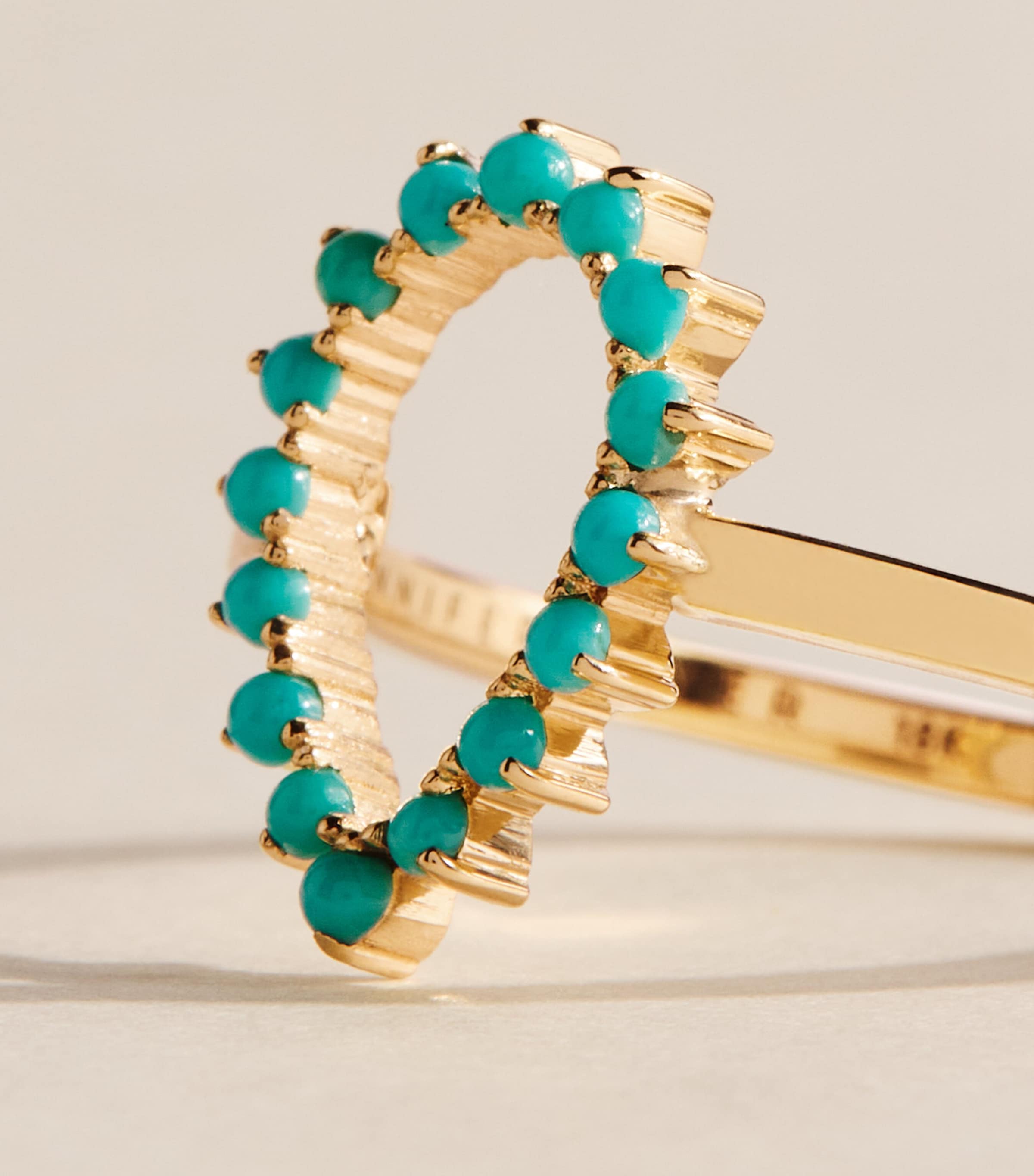 Jennifer Meyer Mini Yellow Gold and Turquoise Teardrop Ring Yellow Gold Image 5