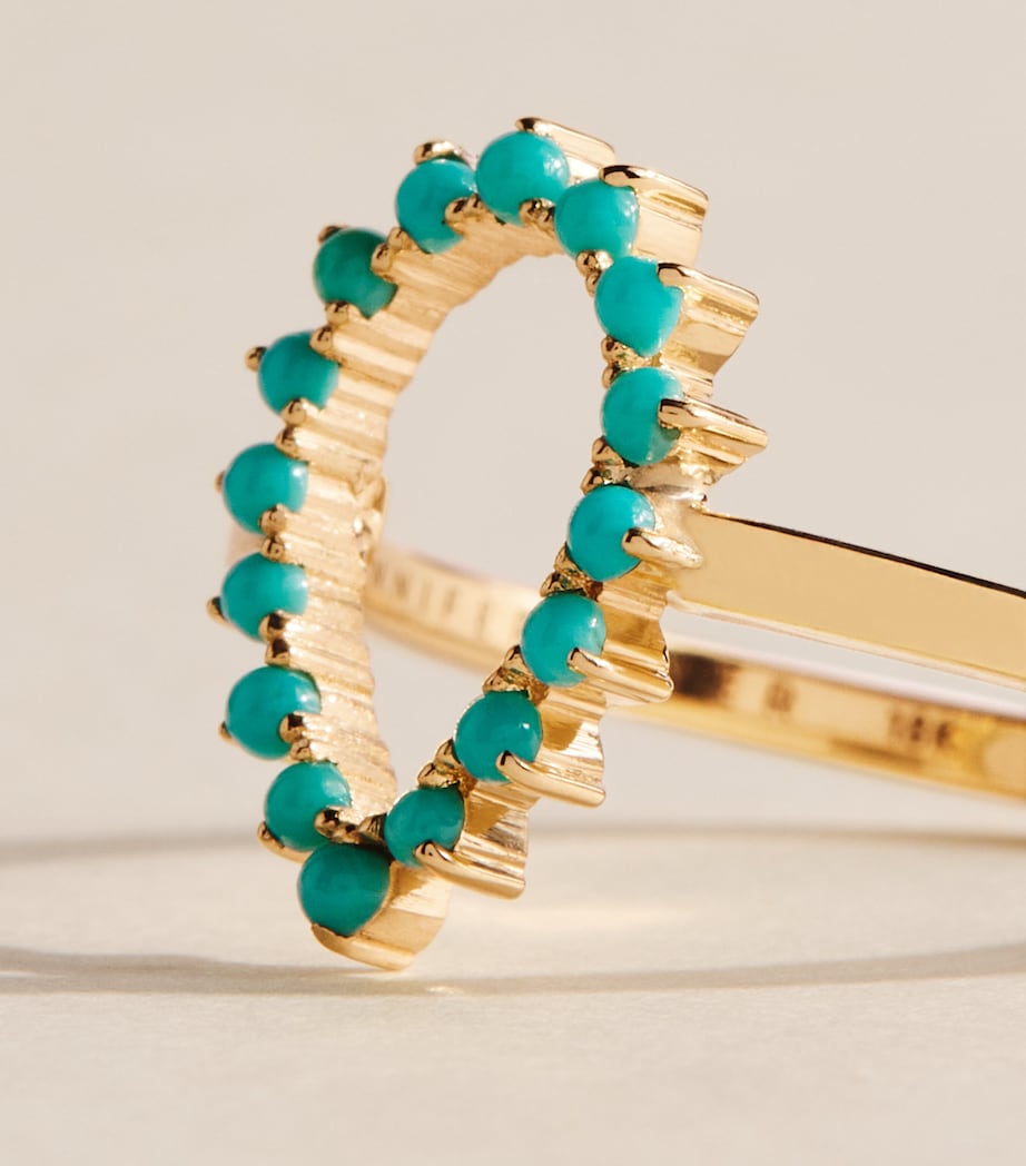 Jennifer Meyer Mini Yellow Gold and Turquoise Teardrop Ring Yellow Gold Image 5