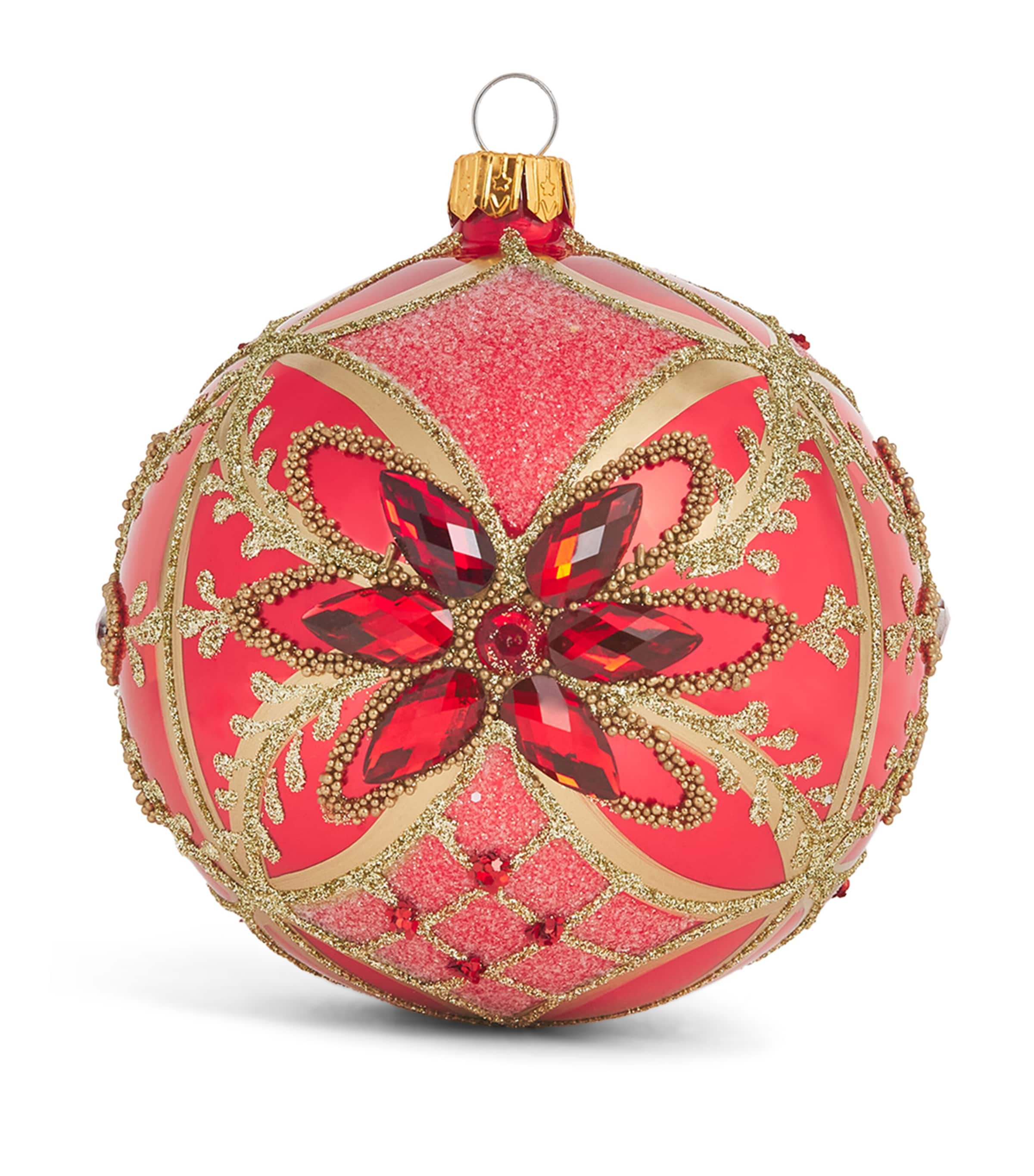 Harrods Glass Flower Bauble Coral Image 1