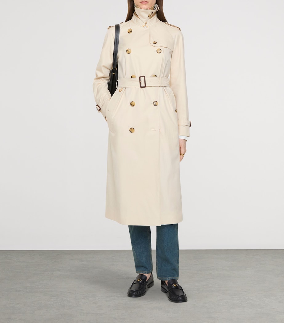 Burberry Womens Gabardine Waterloo Heritage Trench Coat Stone Beige Image 2