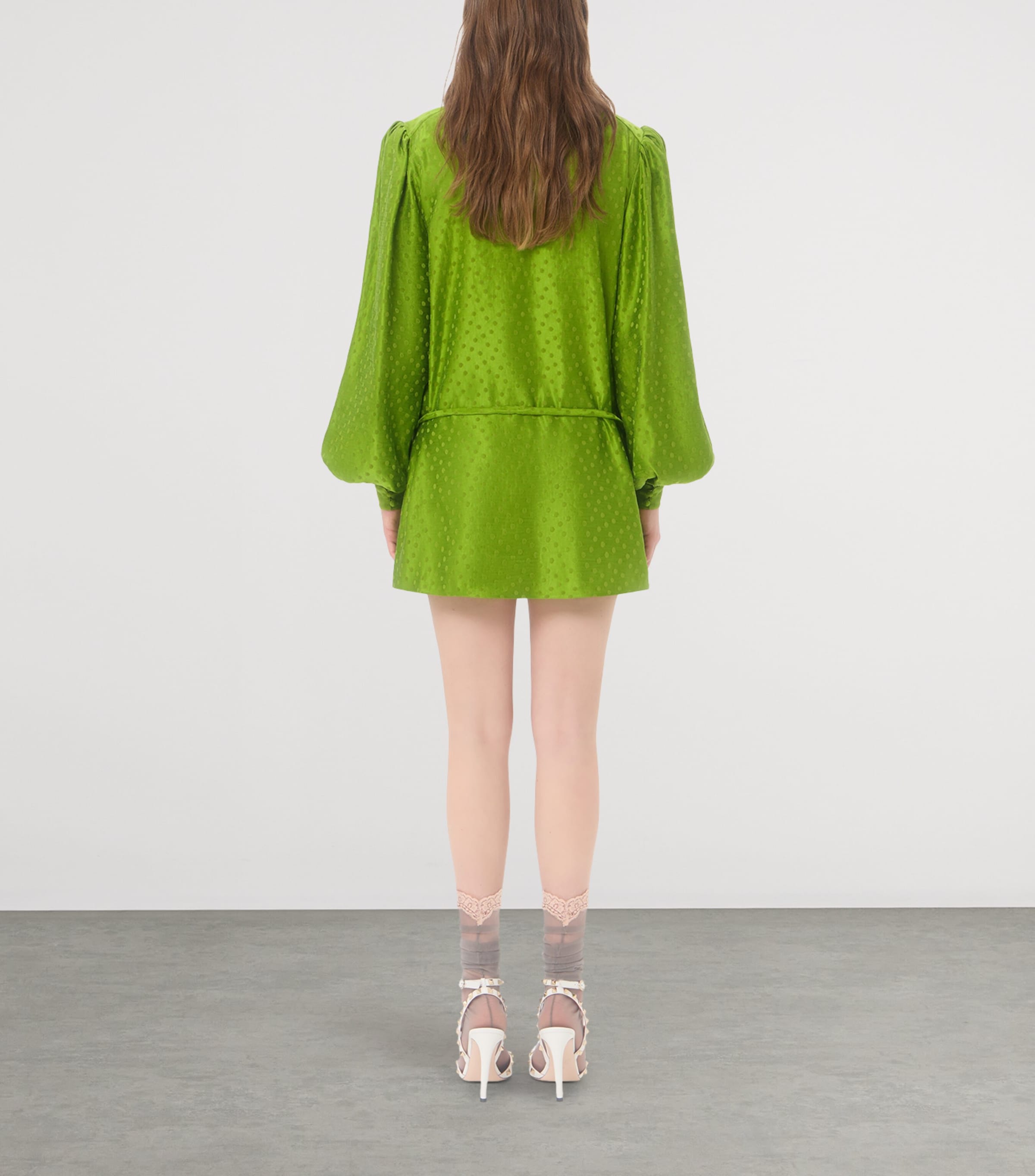 Valentino Womens Silk-Linen Plus De Pois Jacquard Top Image 5