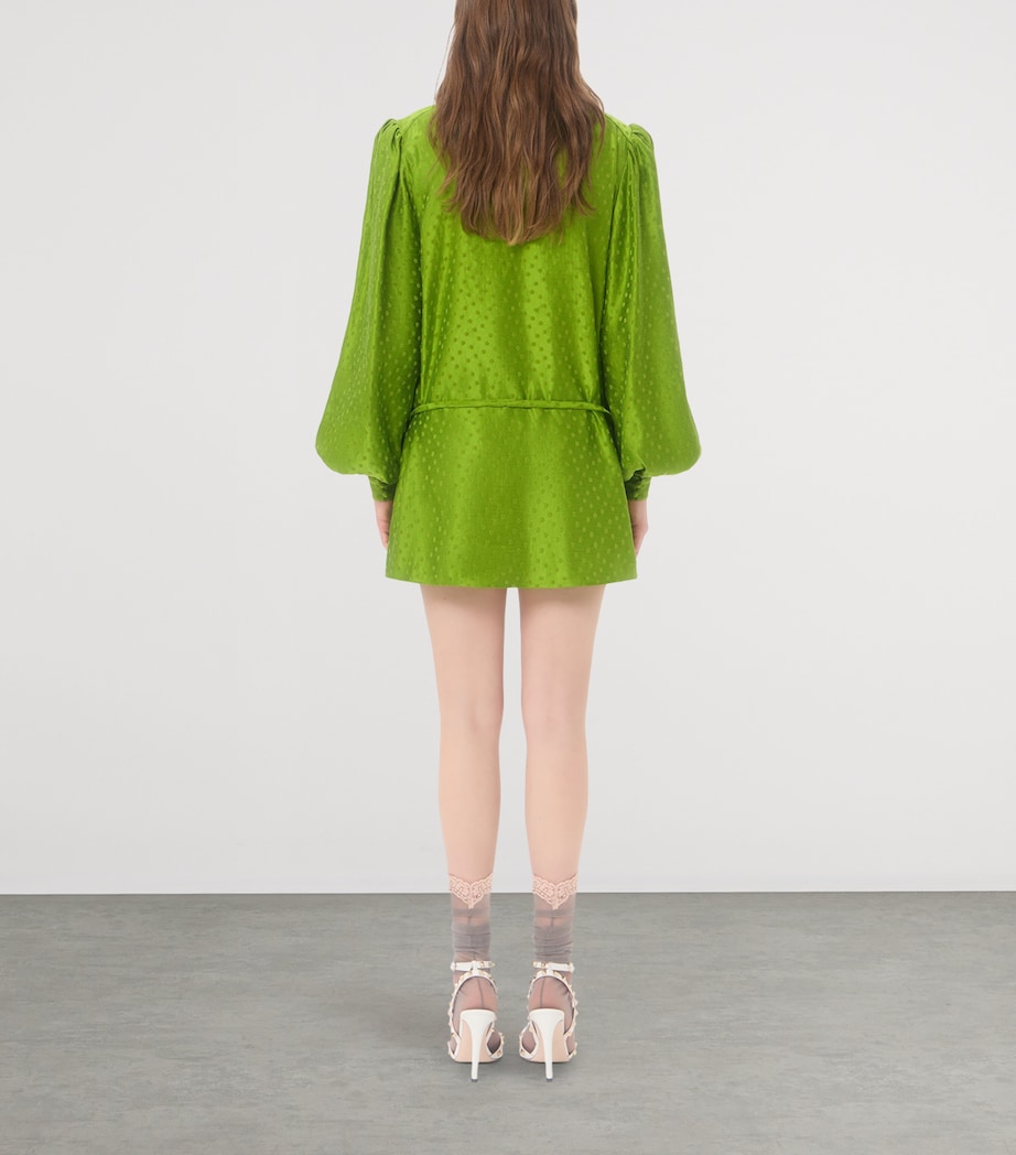Valentino Womens Silk-Linen Plus De Pois Jacquard Top Image 5