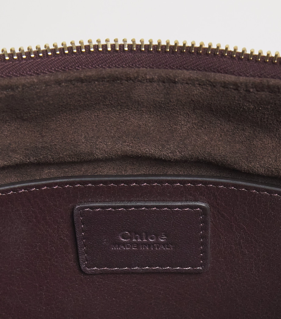 Leather-Snakeskin Chain Horse Shoulder Bag PERFECT PLUM Image 3