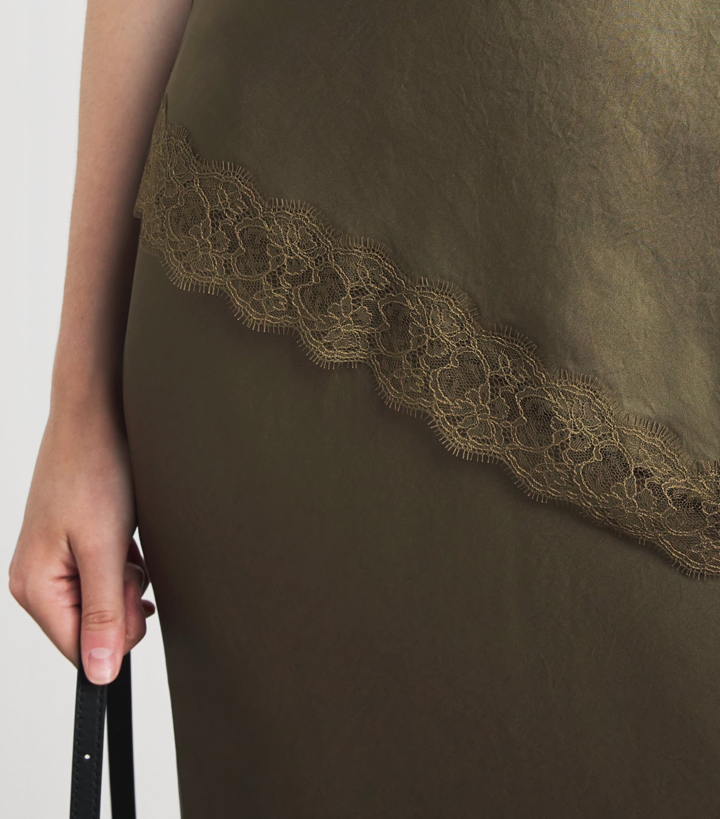 Claudie Pierlot Womens Lace-Trim Asymmetric Top Bronze Image 3