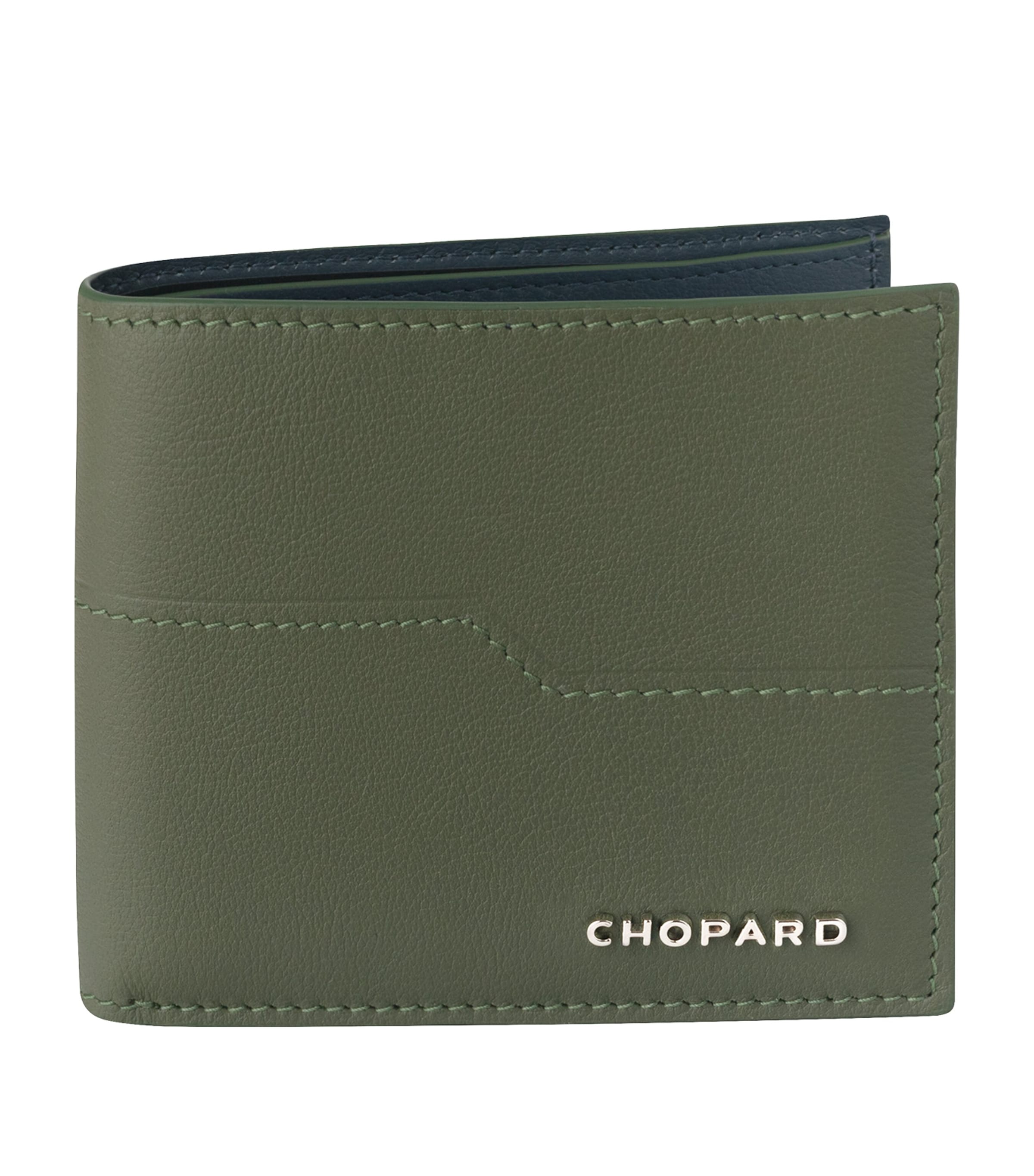 Shop Chopard Mini Leather Heritage Bifold Wallet In Blue