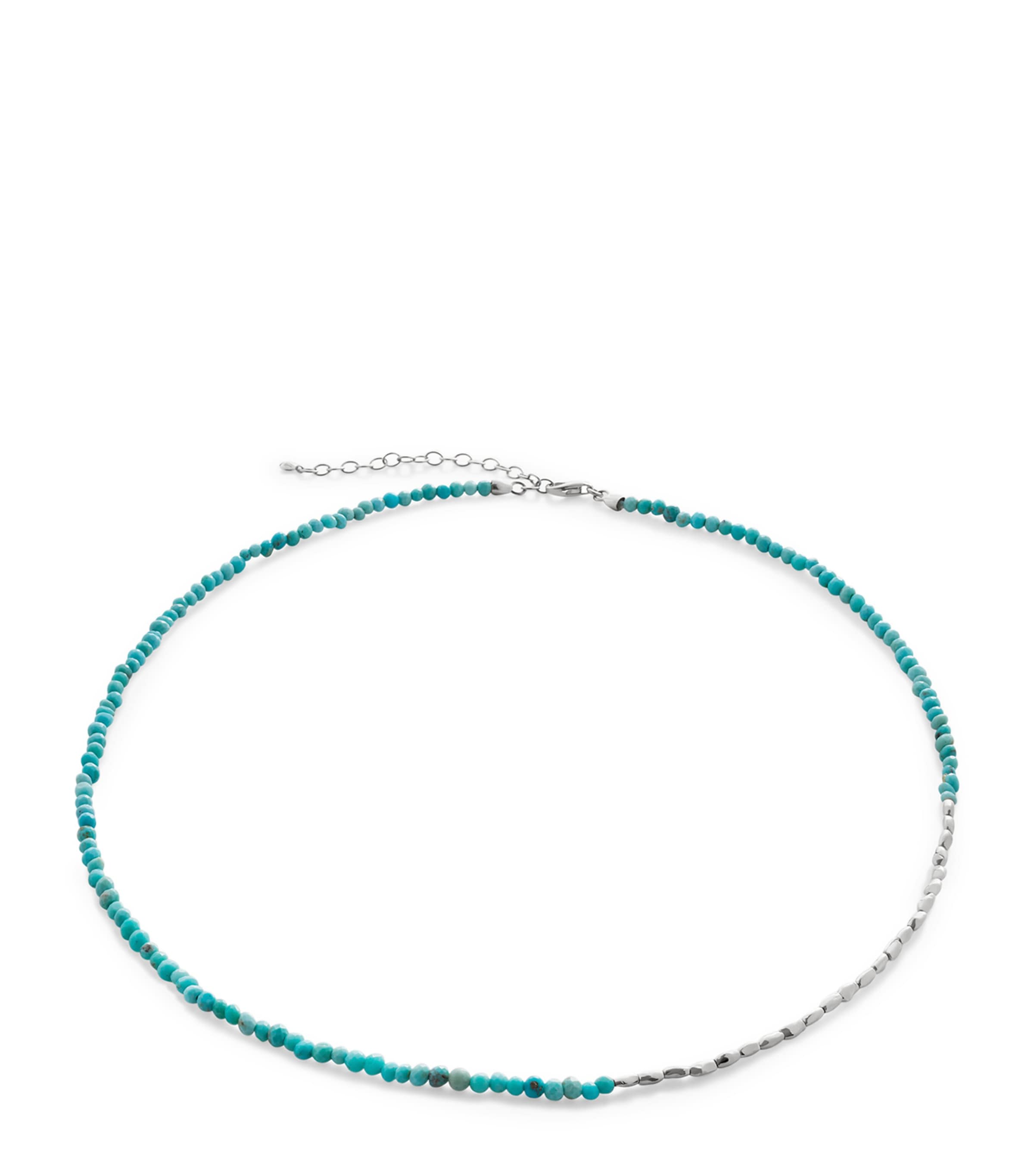 Sterling Silver and Turquoise Mini Nugget Gemstone Beaded Necklace STERLING SILVER Image 1