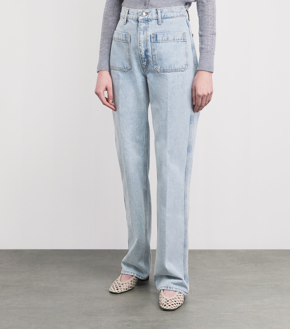 Sandro Paris Womens Straight-Leg Patch Pocket Jeans Light Bu Jean Image 4
