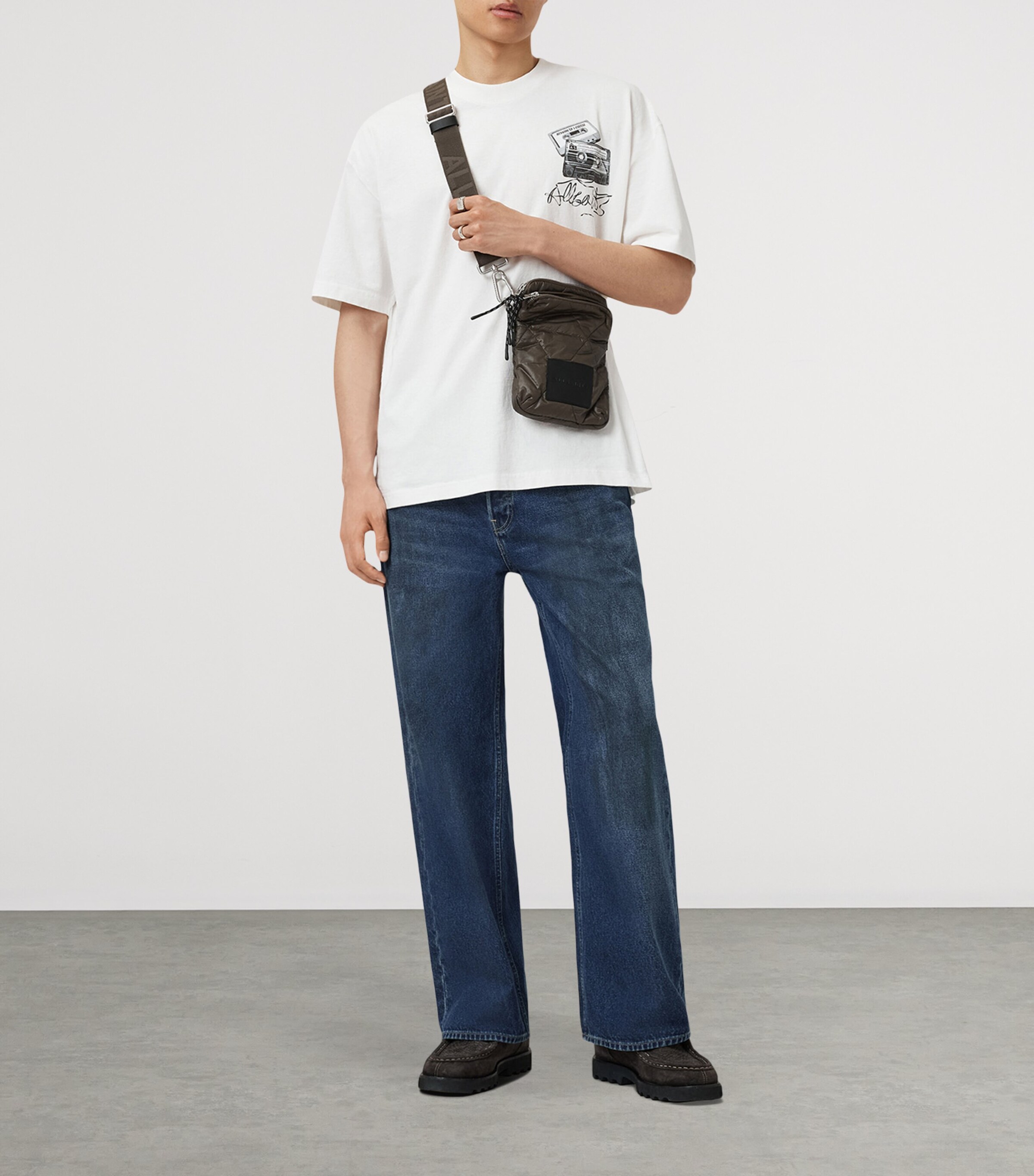 AllSaints Mens Organic Cotton Reel T-Shirt Chalk White Image 4