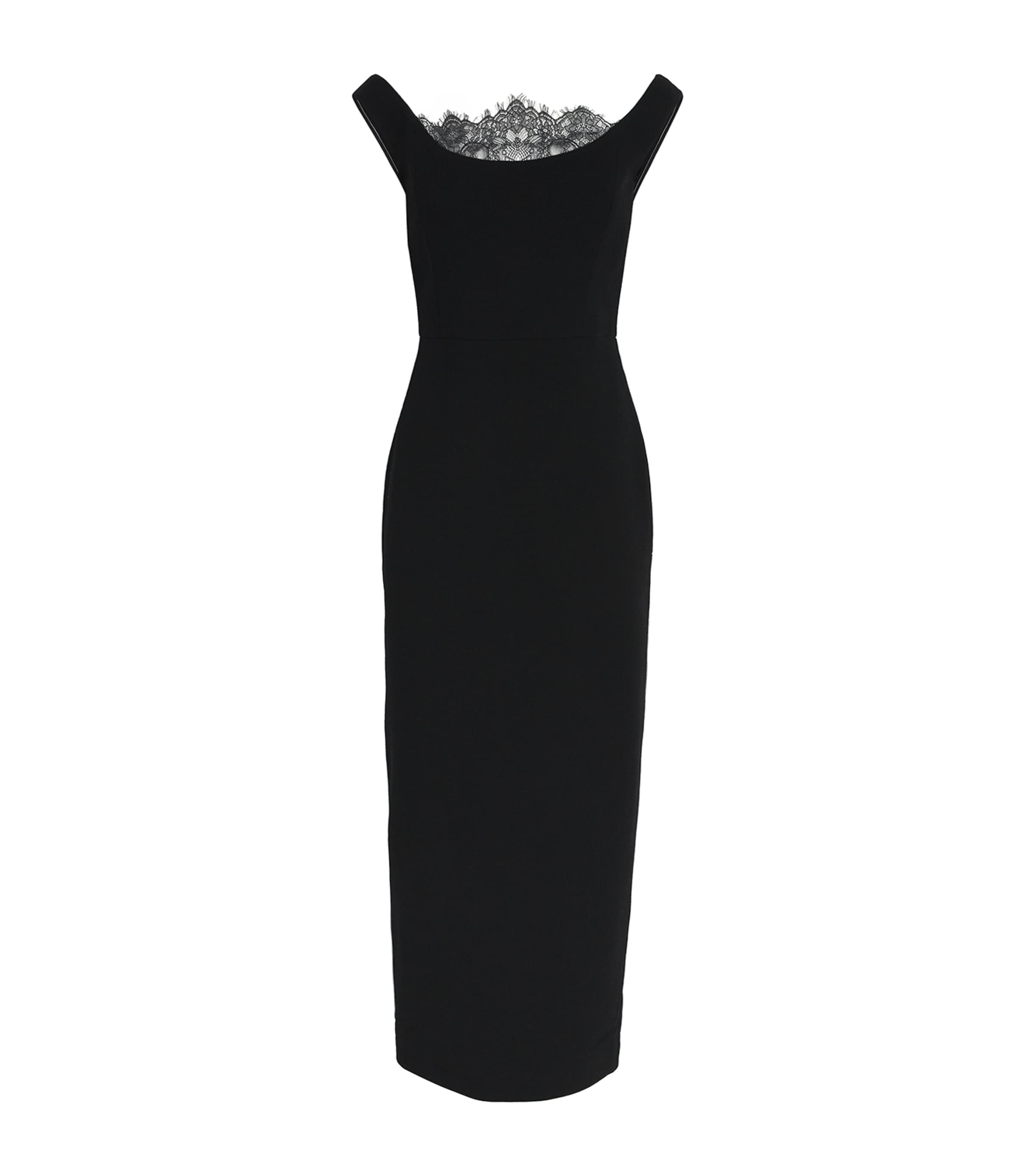 Roland Mouret Wool-lace Midi Dress In Black