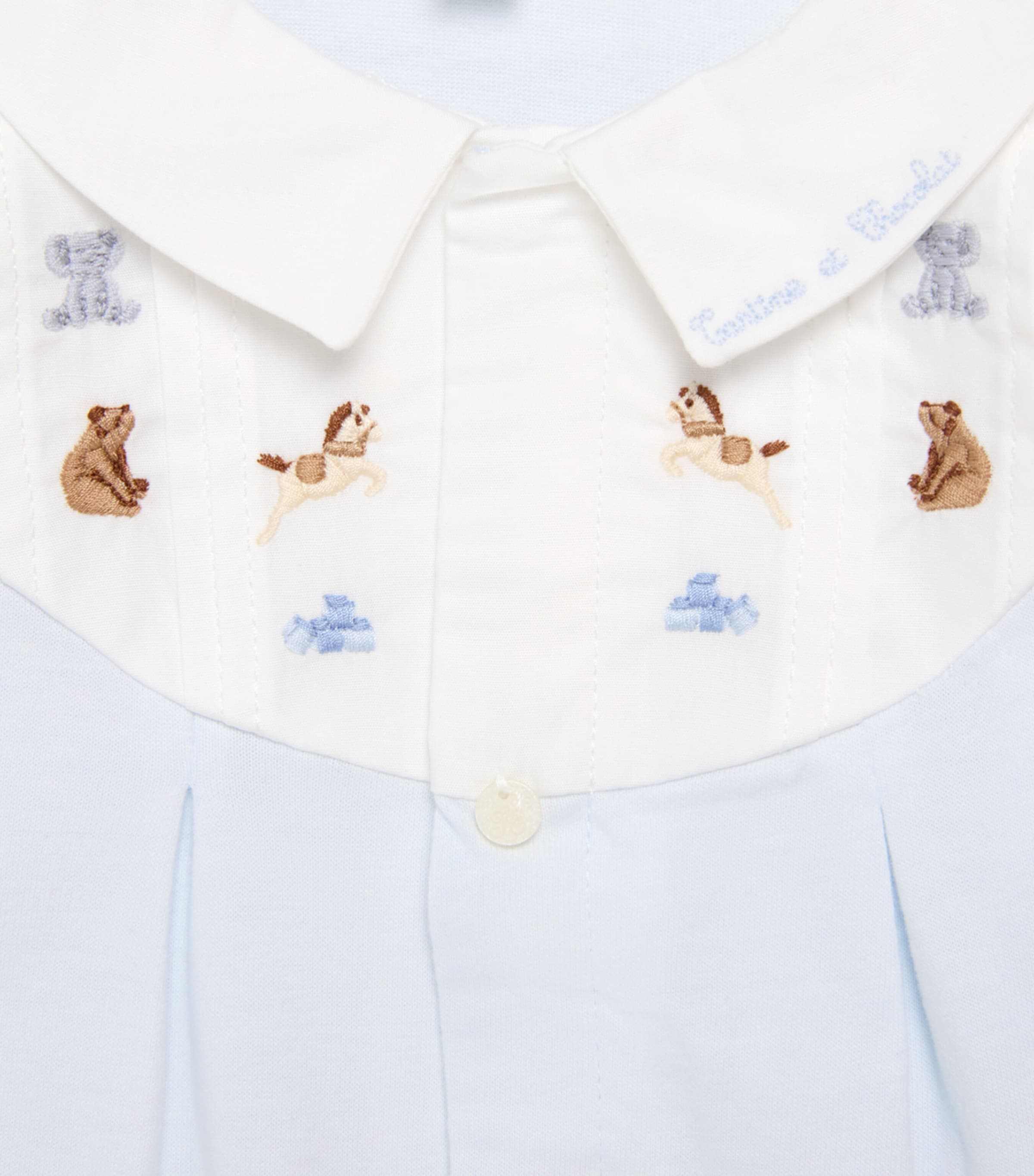 Tartine et Chocolat Cotton Embroidered All-In-One (0-24 Months) Bleu Ciel Image 3