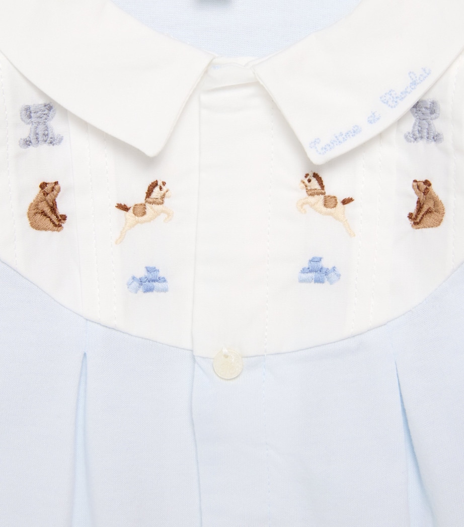 Tartine et Chocolat Cotton Embroidered All-In-One (0-24 Months) Bleu Ciel Image 3