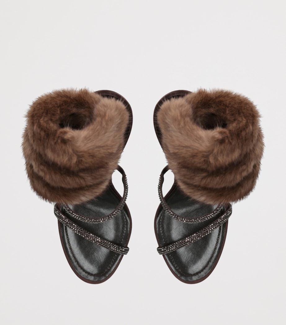 Fur-Trim Cleo Sandals 105 BROWN/OTH Image 4