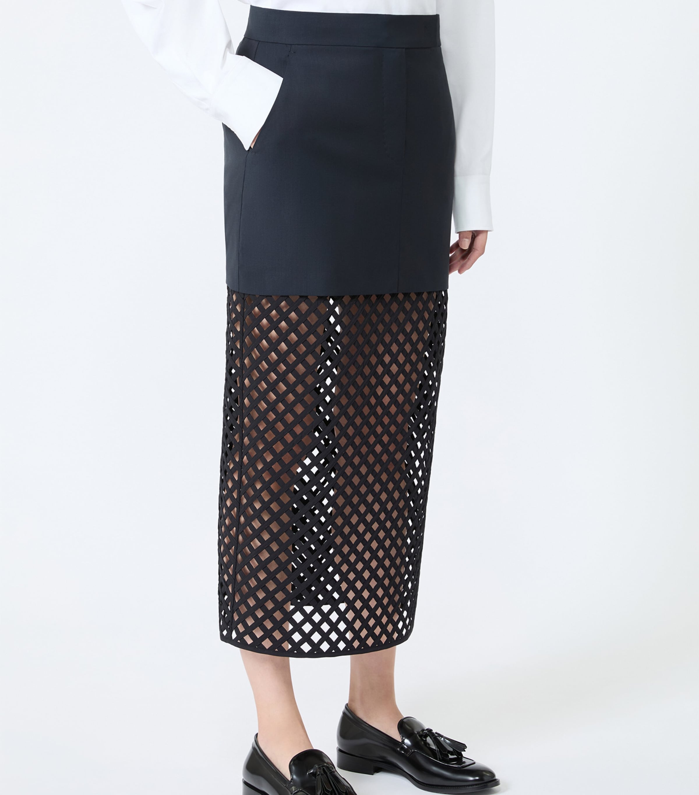 Max Mara Womens Woven Midi Skirt Ultramarine Image 3