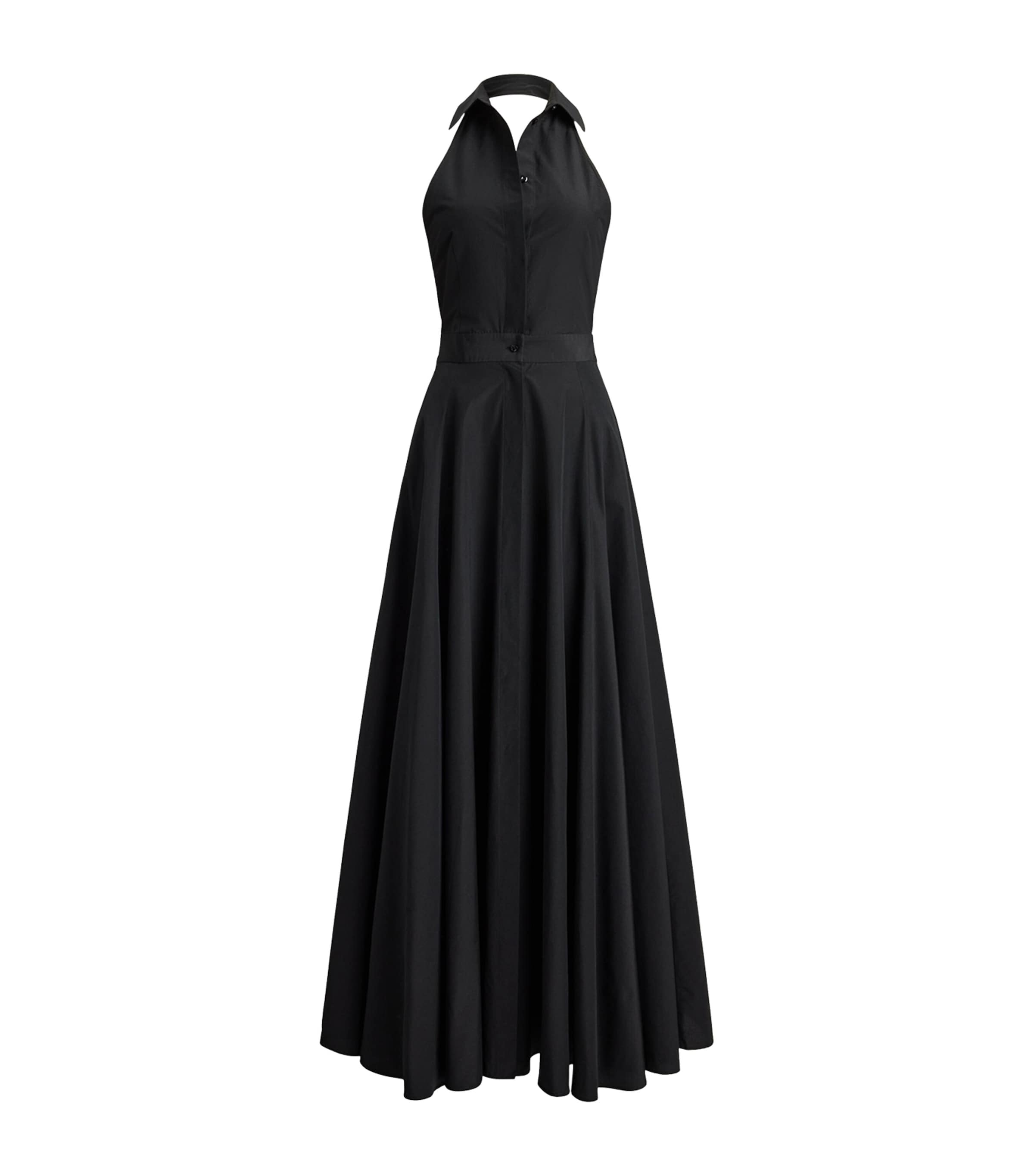 Ralph Lauren Collection Womens Cotton-Blend Poplin Eldred Maxi Dress Black Image 1