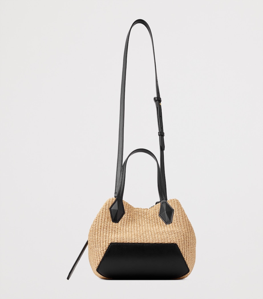 Small Diamond Raffia Tote Bag NATURAL/BLACK/GOLD Image 4