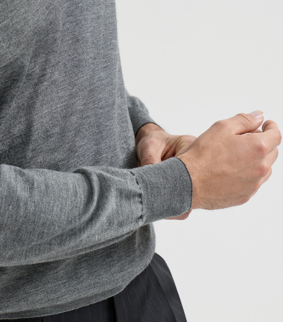 Brunello Cucinelli Mens Cashmere-Silk V-Neck Sweater Image 6