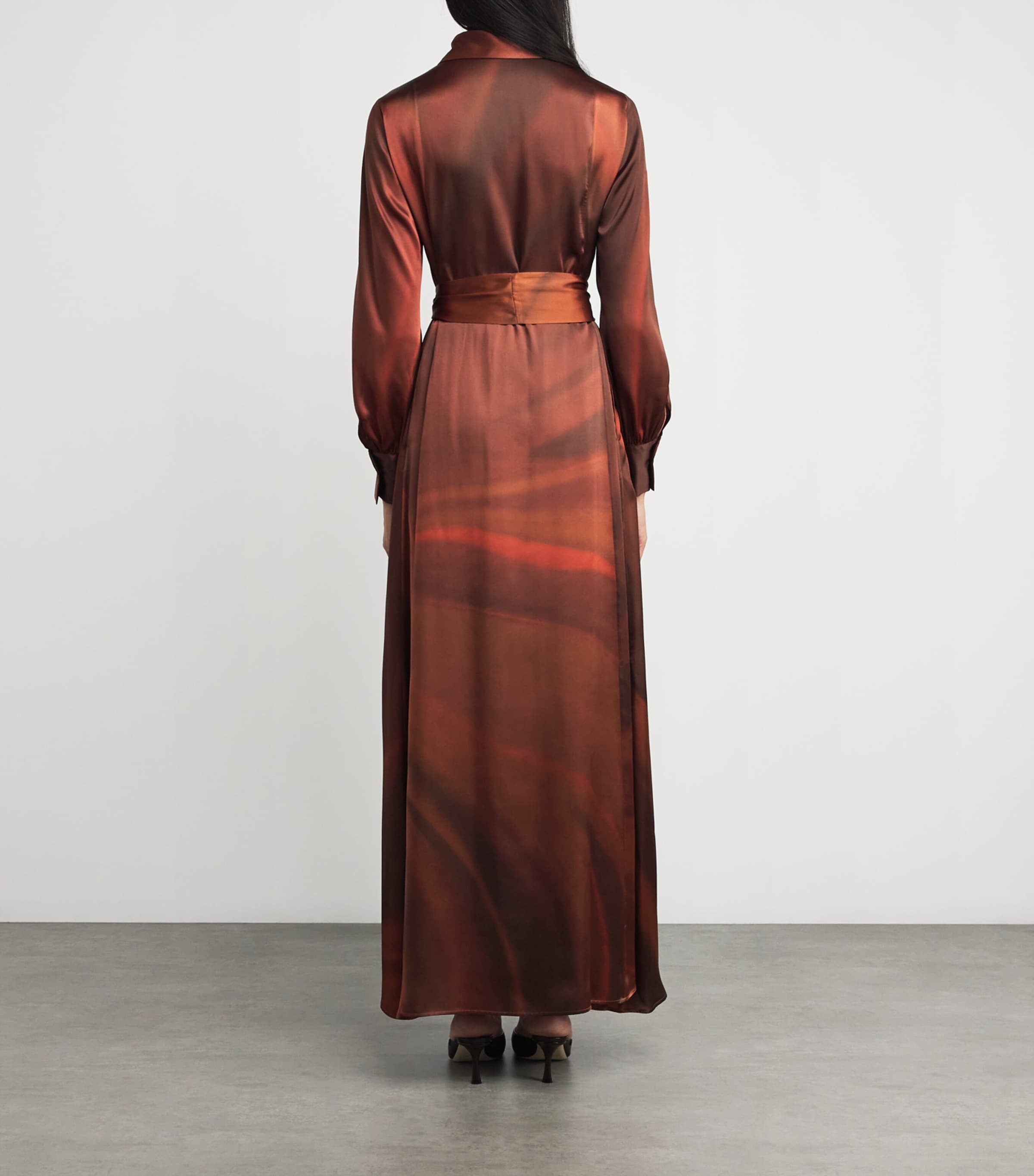 Kiton Womens Silk Maxi Shirt Dress Brown/rust Image 3